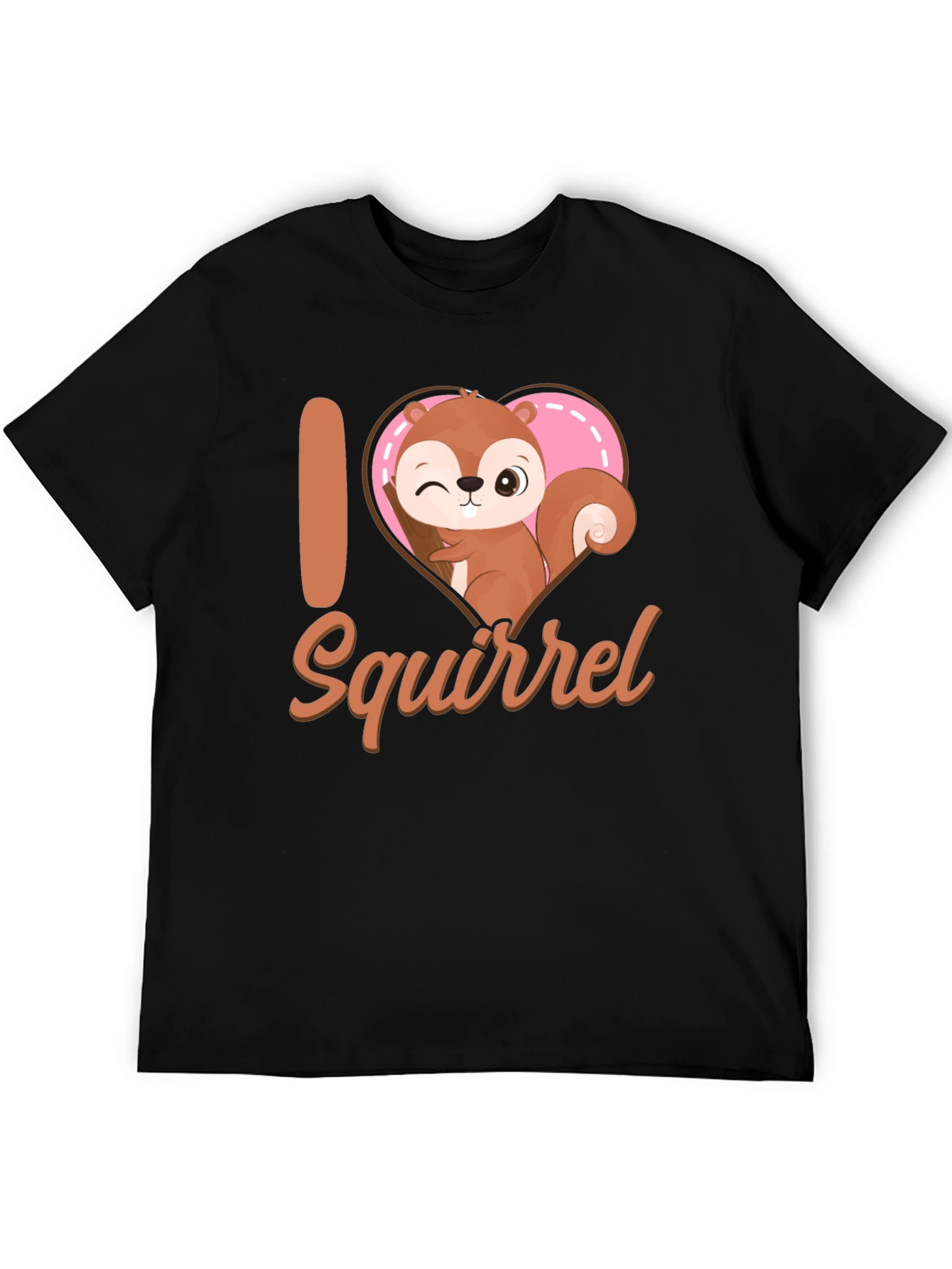 Black I Heart Squirrel T-Shirt Cute Cartoon Tee view 5