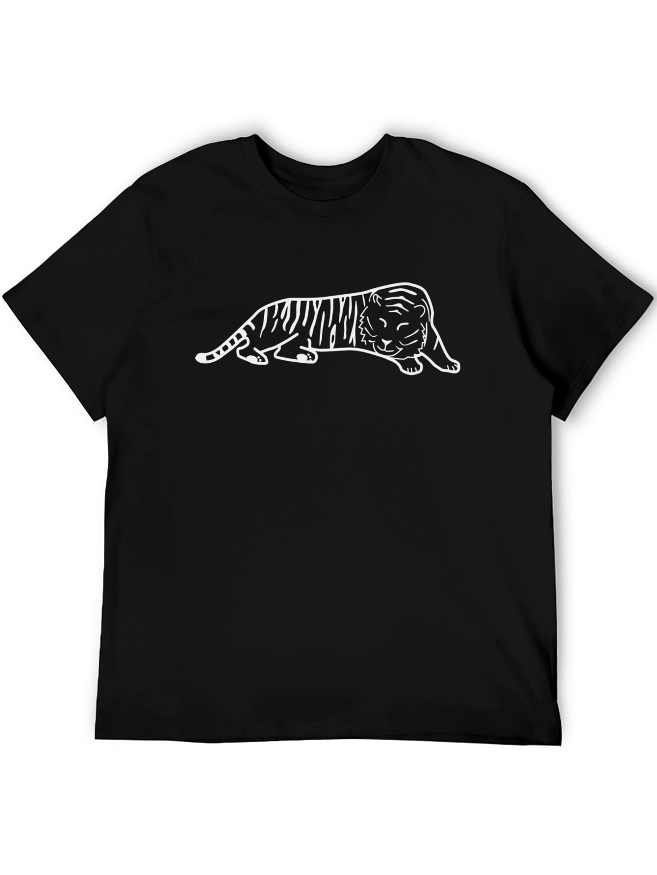 Black Cool Tiger Graphic Black T-Shirt view 5