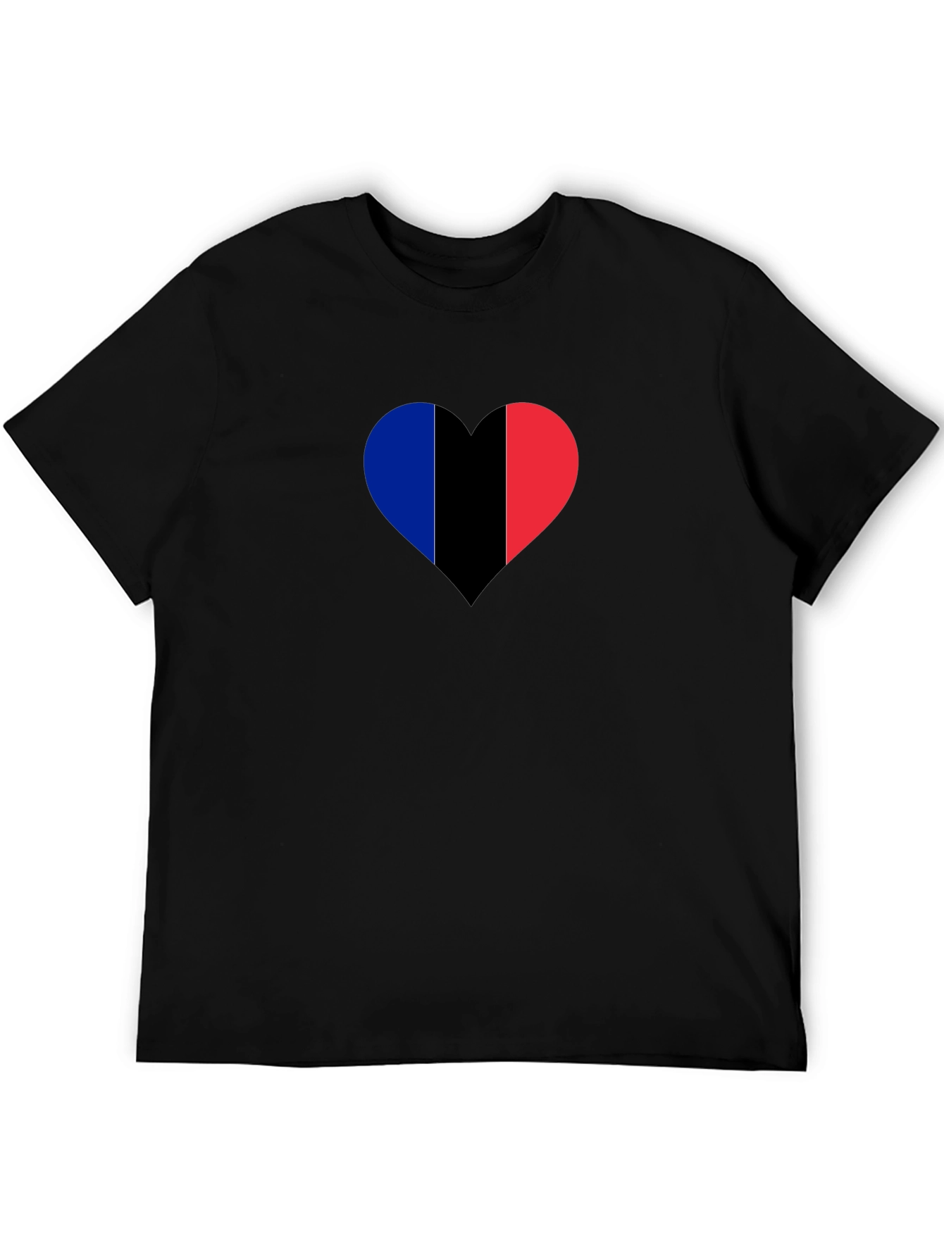 Black Heart France Flag Graphic Black T-Shirt view 5