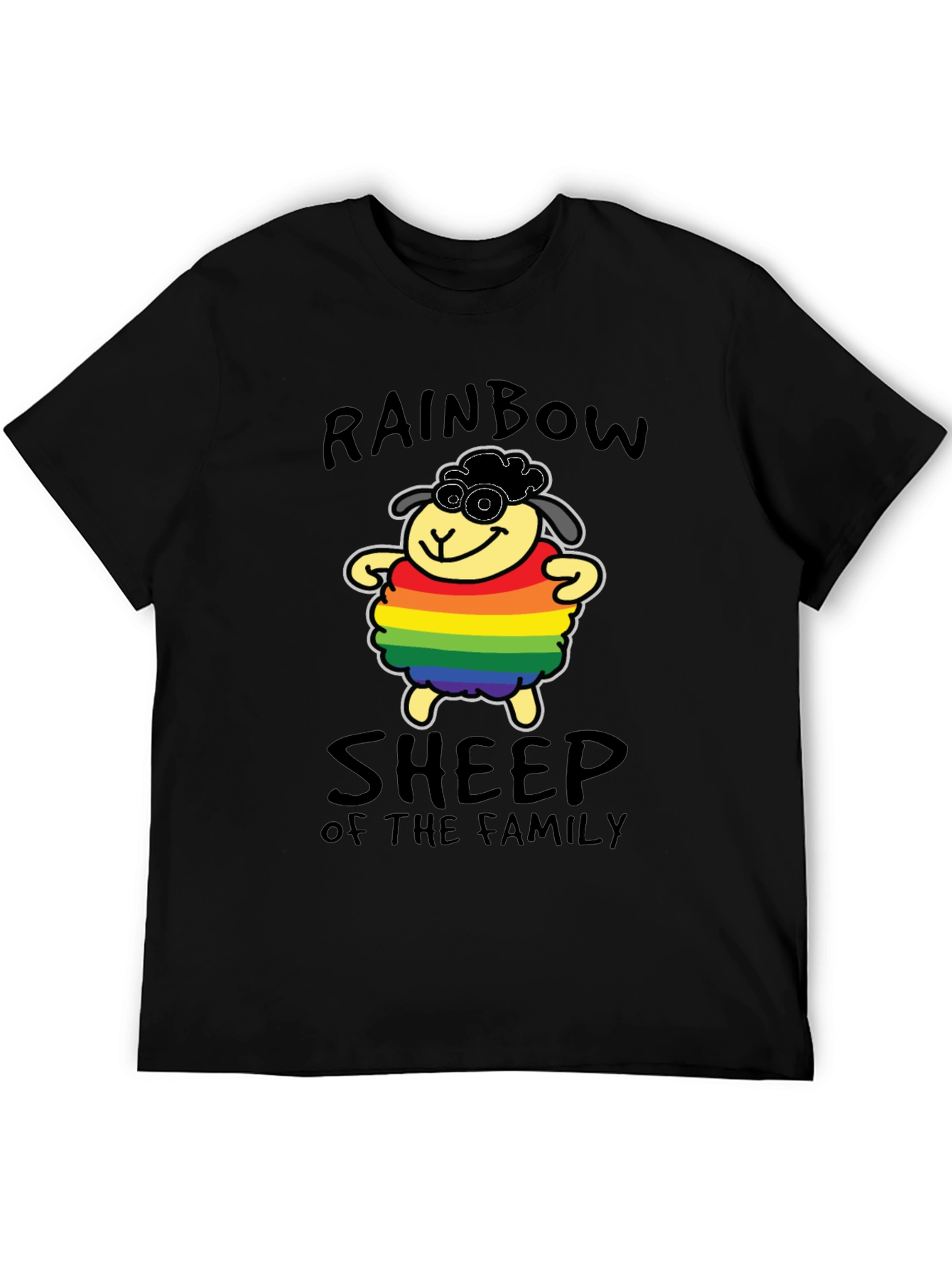 Black Rainbow Sheep Pride T-Shirt view 5