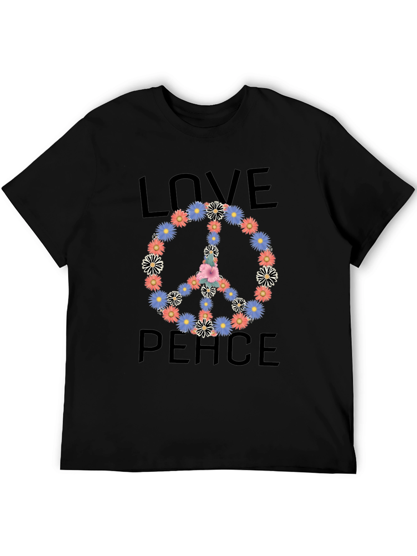 Black Love & Peace Floral T-Shirt view 5