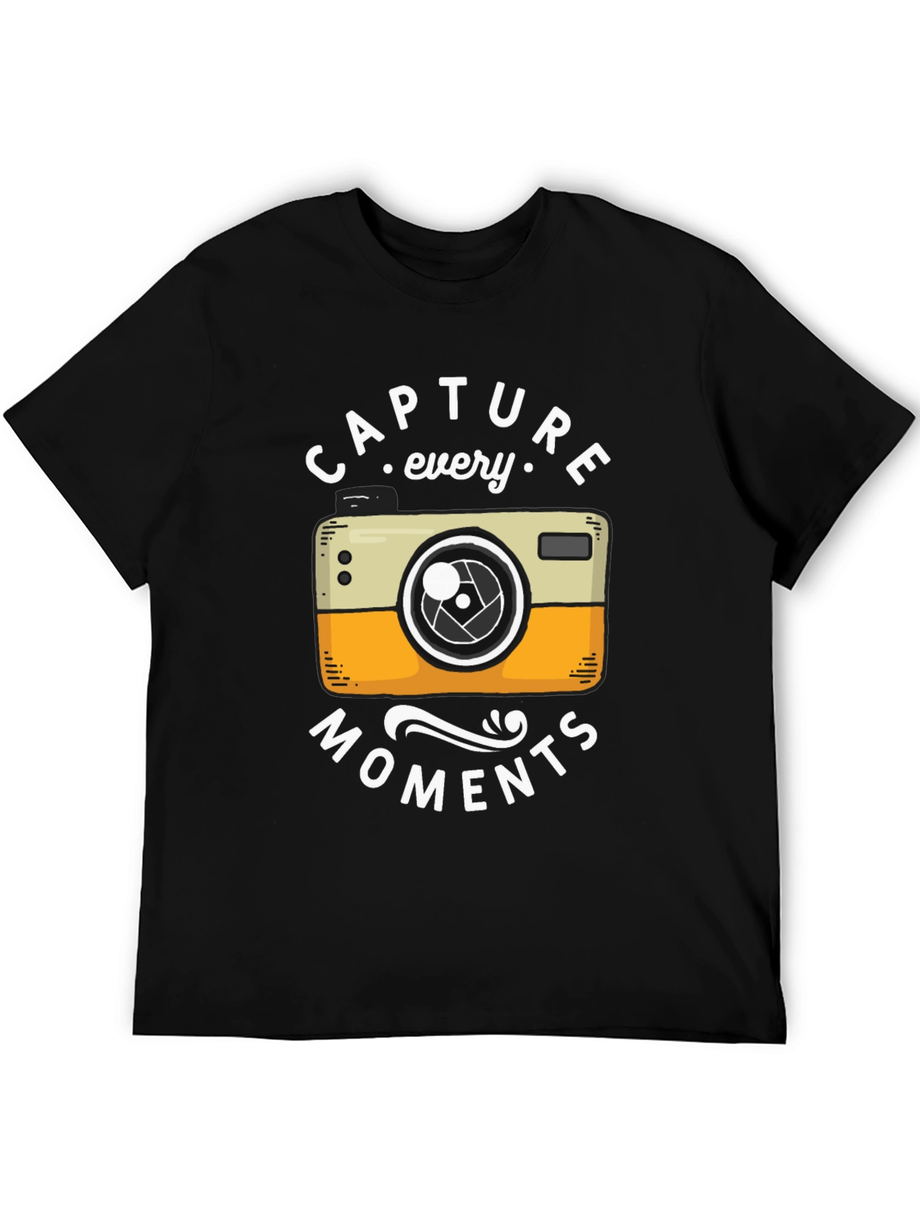 Black Capture Every Moment Camera Graphic T-Shirt view 5