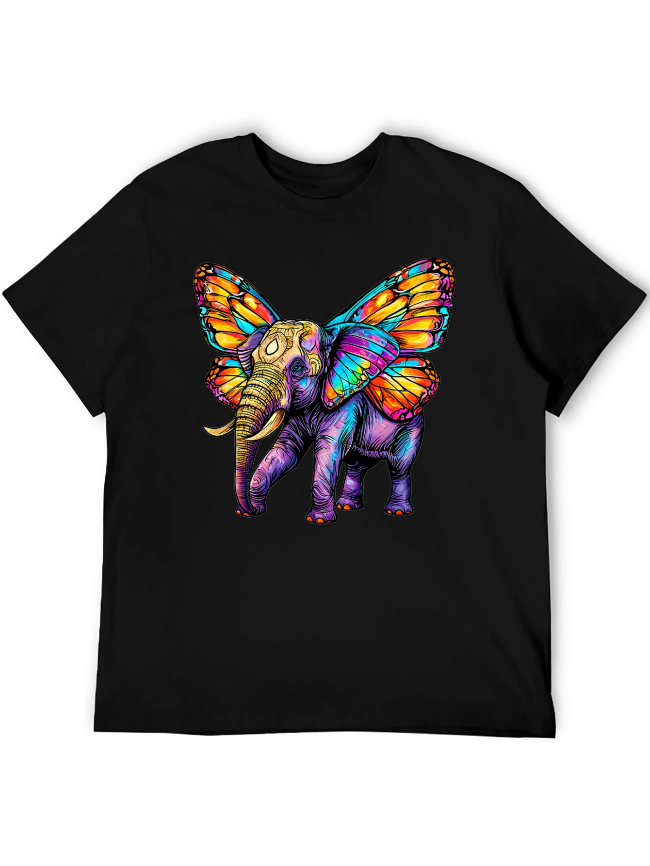 Black Butterfly Winged Elephant Graphic Tee view 5
