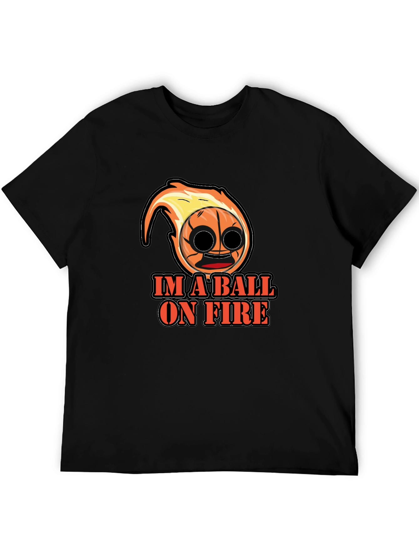 Black Im a Ball On Fire Graphic Tee - Black Cotton Blend view 5