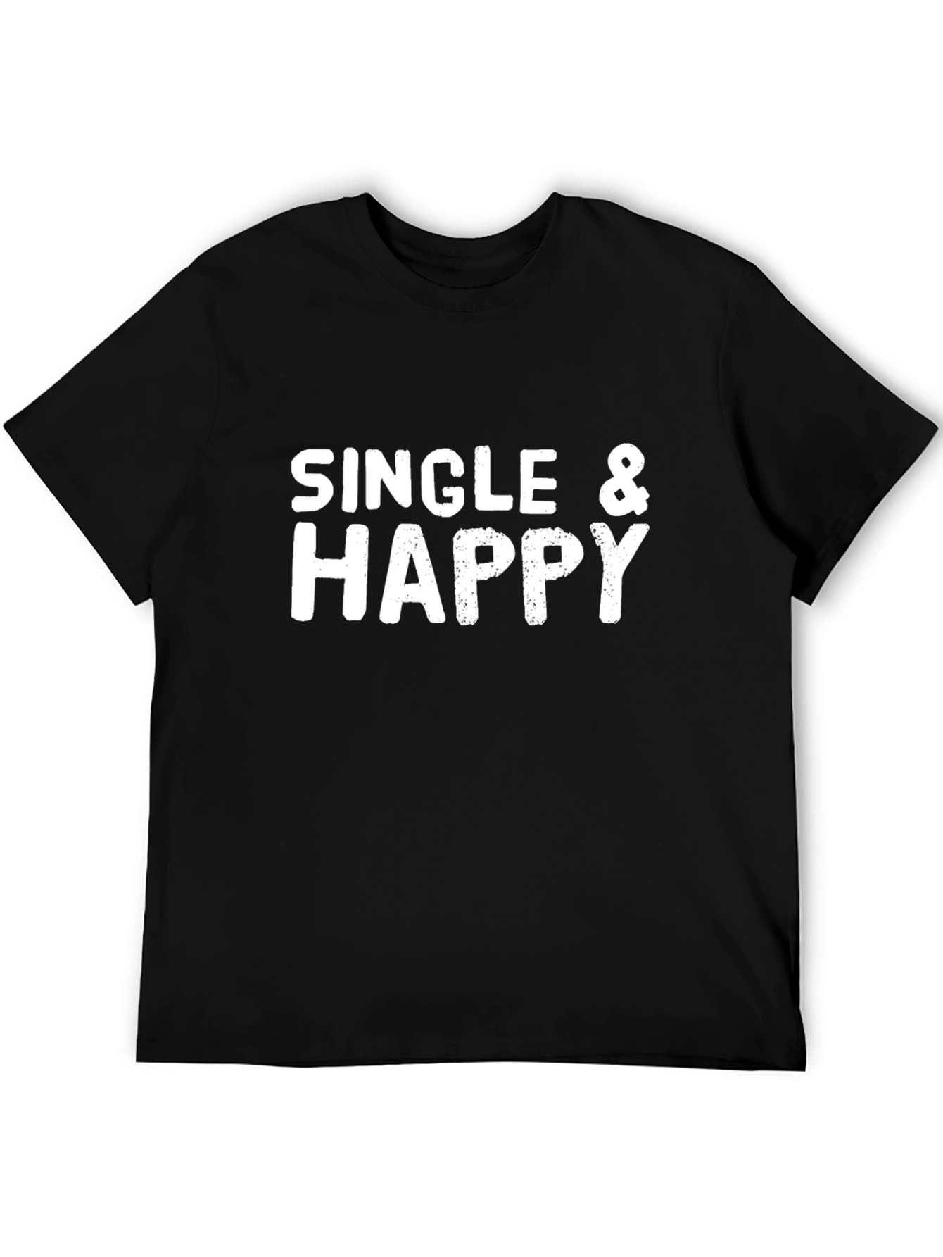 Black Single & Happy Graphic T-Shirt - Black Cotton Tee view 5