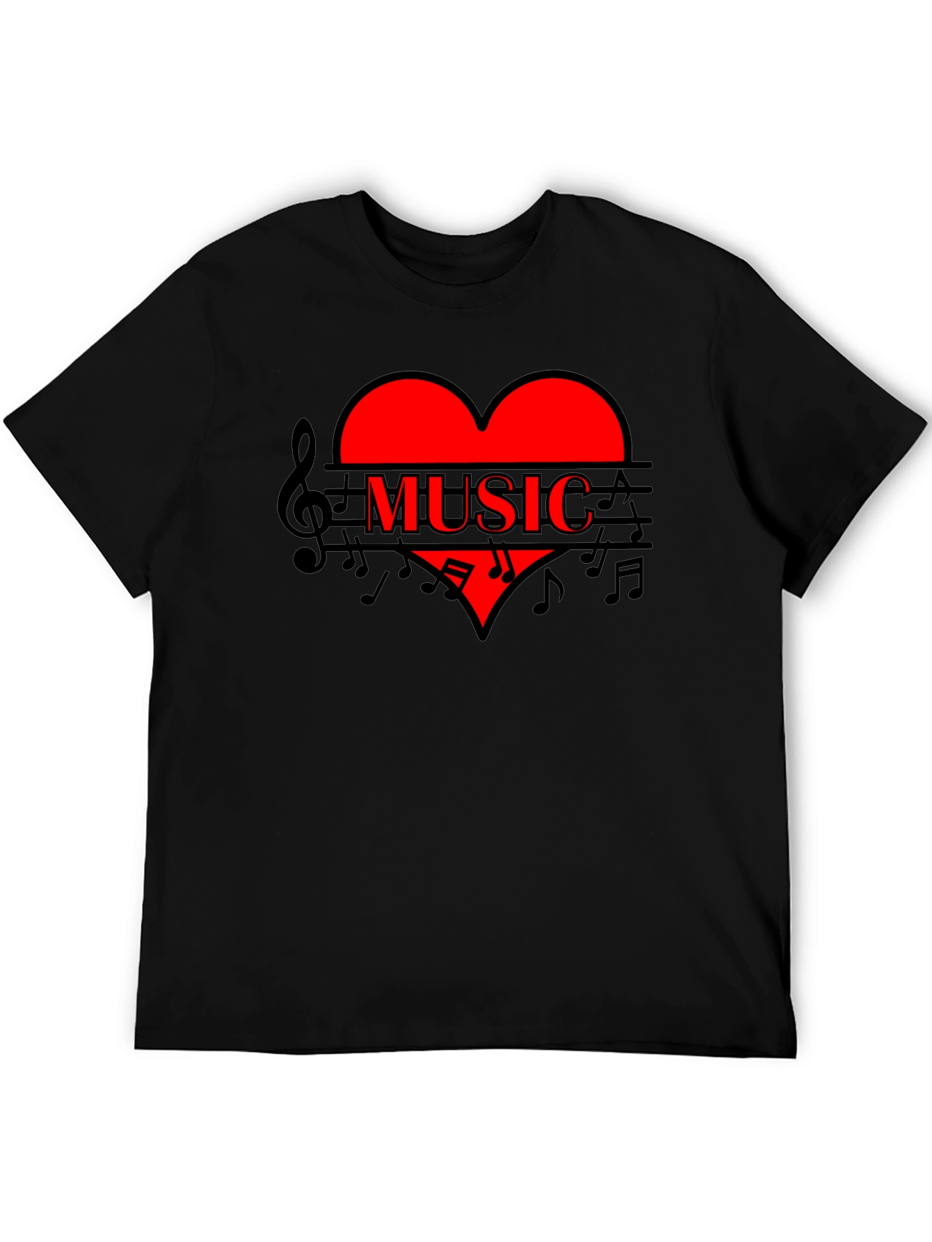 Black Music Heart T-Shirt - Stylish Graphic Tee view 5