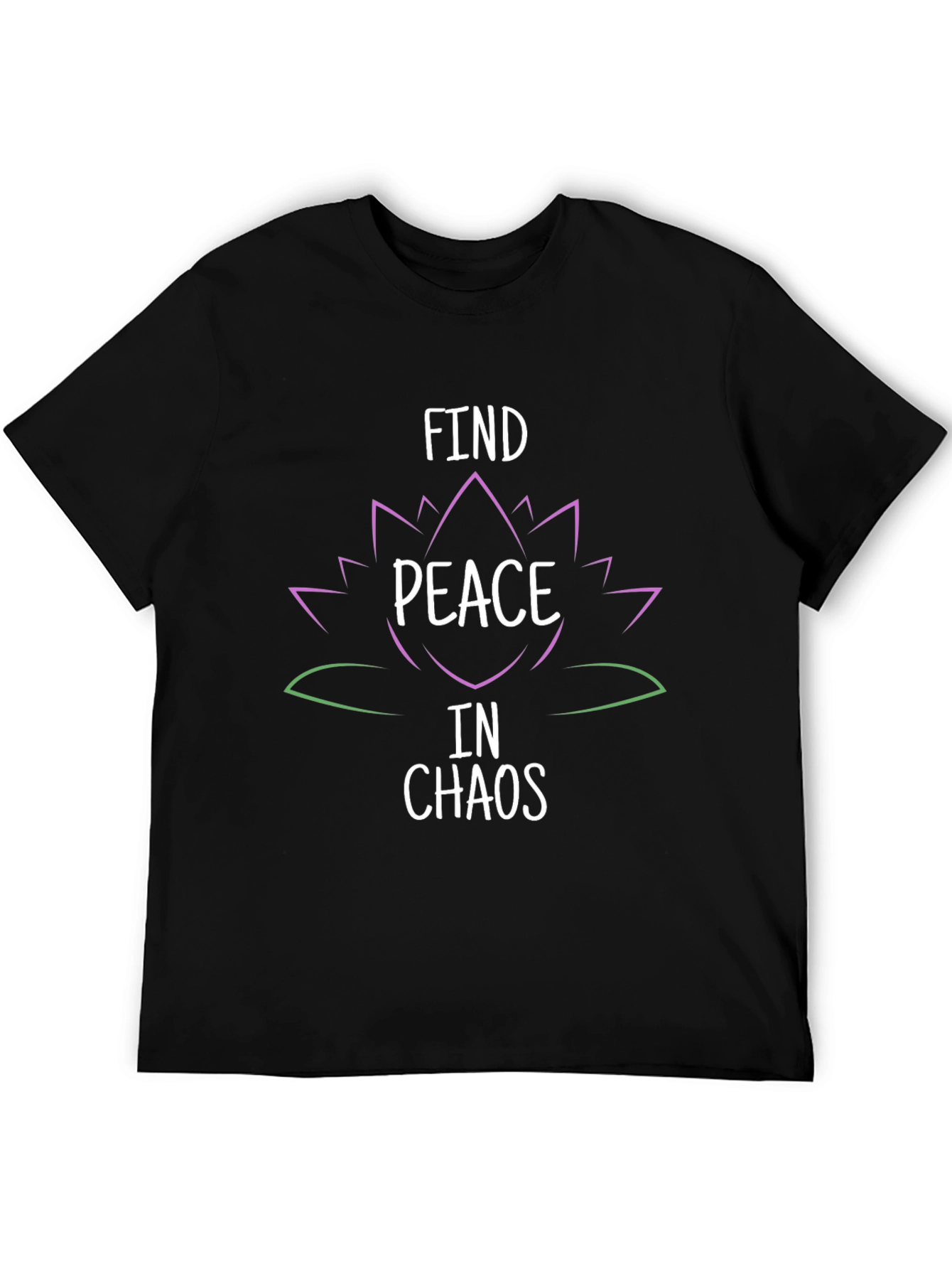Black Find Peace in Chaos Graphic Tee - Black Cotton T-Shirt view 5