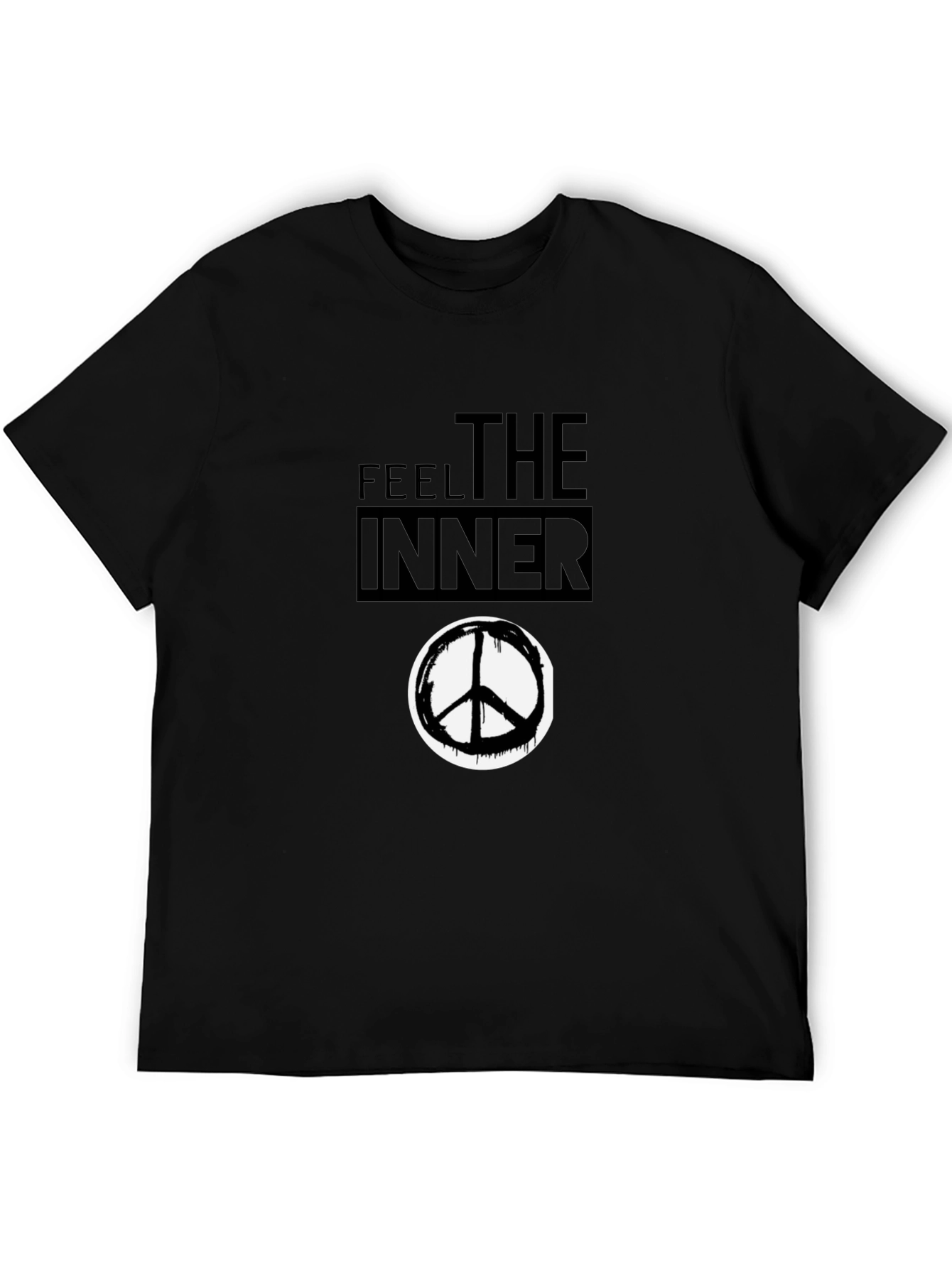 Black Feel the Inner Peace Black Graphic T-Shirt view 5