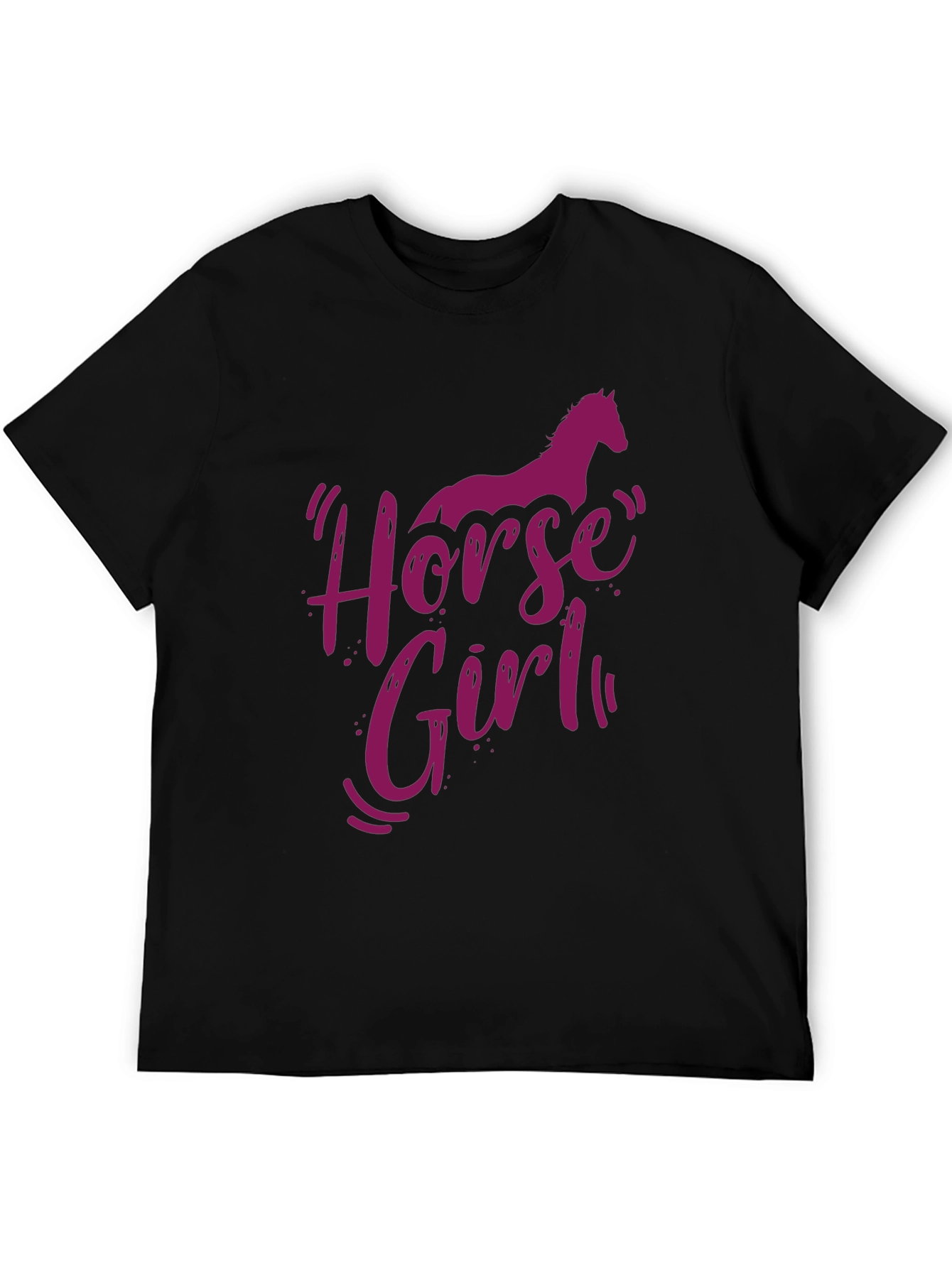 Black Horse Girl Graphic Tee - Unisex Black Cotton T-Shirt view 5