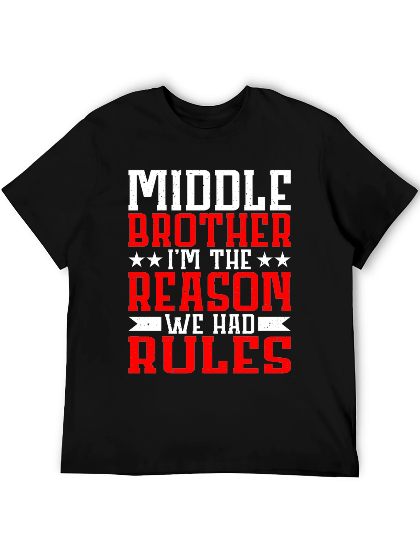 Black Middle Brother Reason Rules T-Shirt view 5