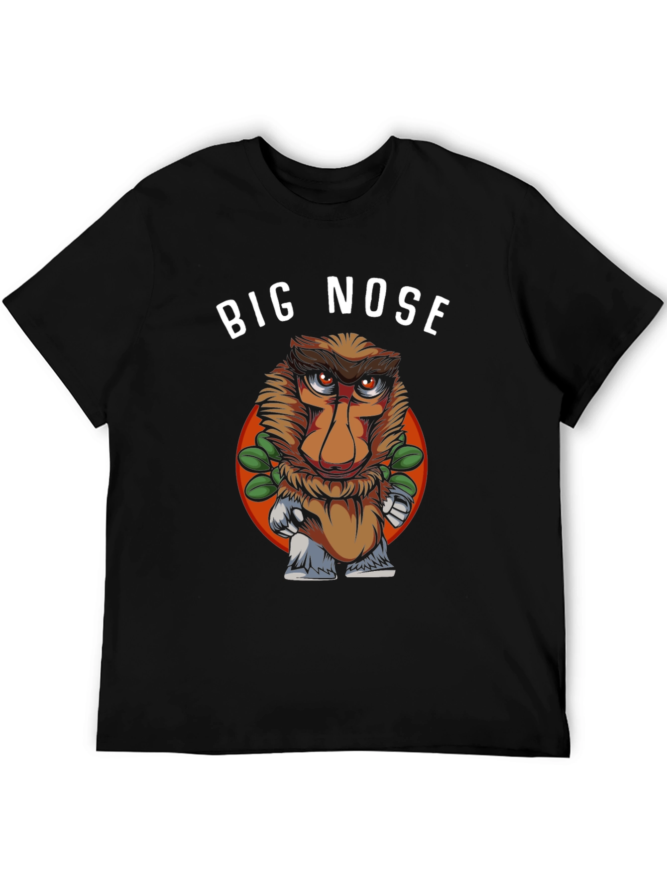 Black Big Nose Monkey Graphic T-Shirt - Unique Humor Tee view 5