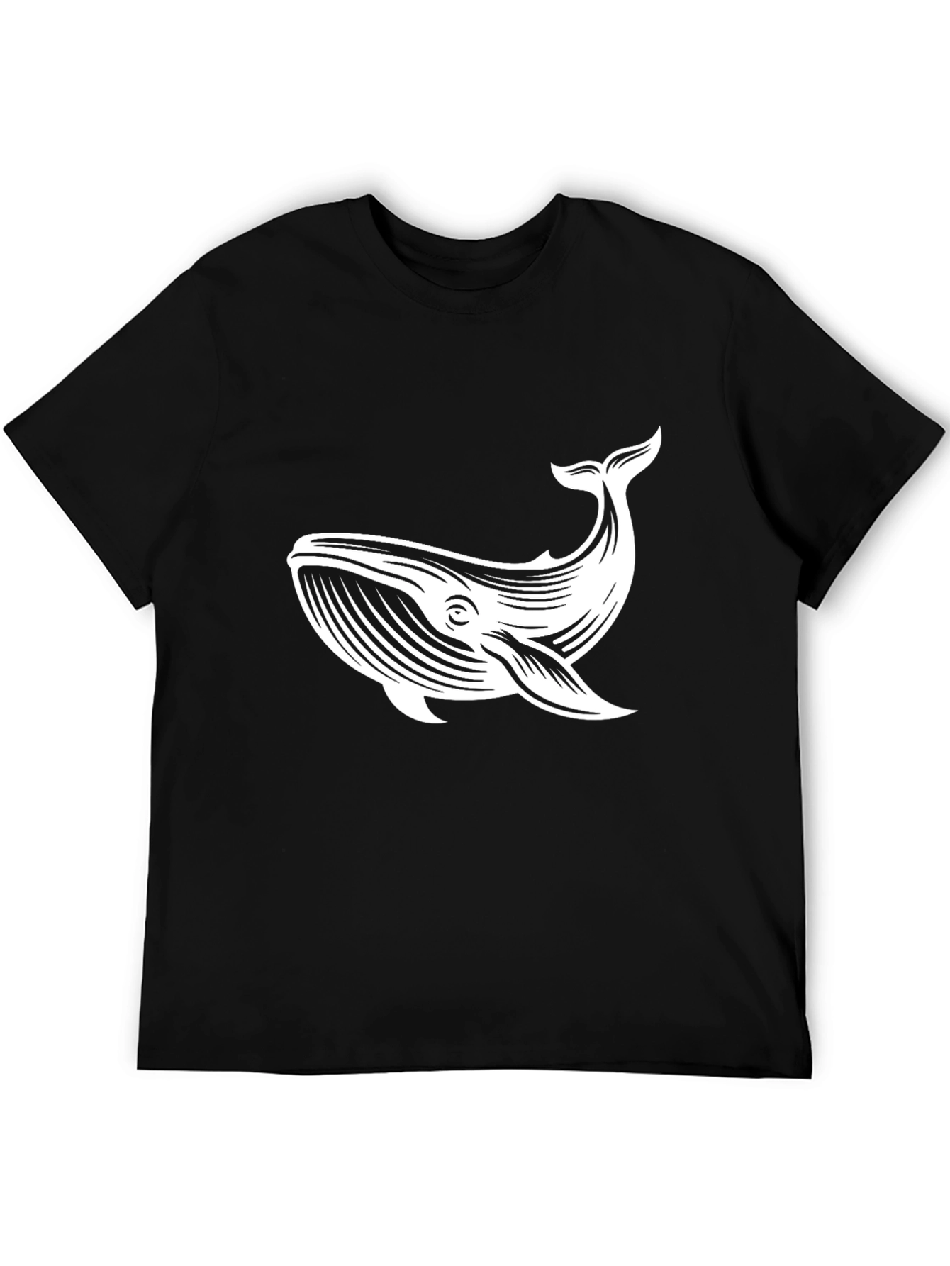 Black Whale Graphic Tee - Black Cotton Blend Casual T-Shirt view 5