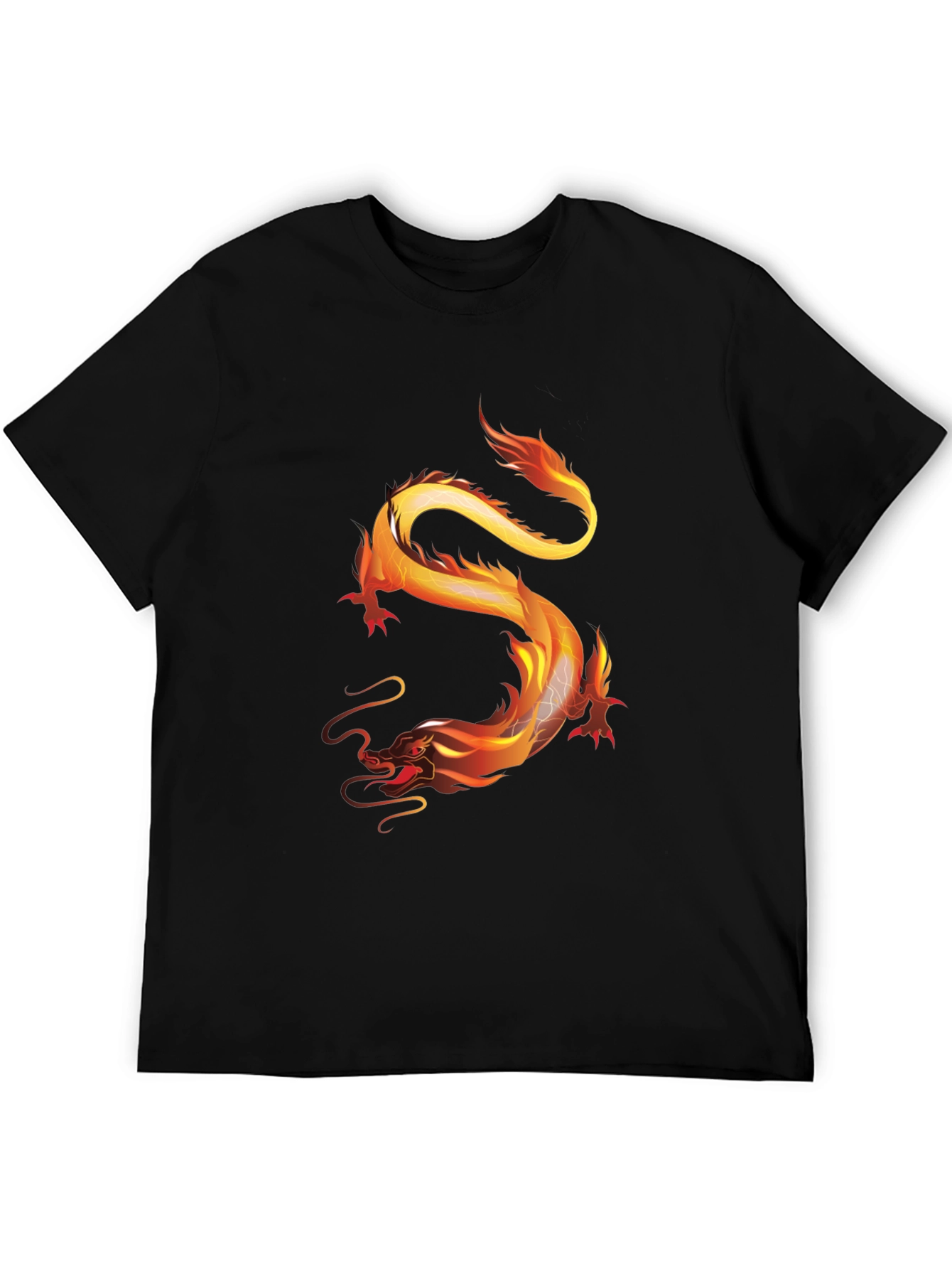 Black Fiery Dragon Graphic Tee - Black view 5