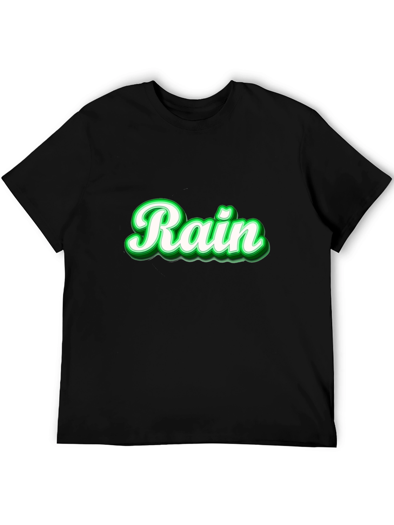 Black Stylish Black T-Shirt with 'Rain' Graphic view 5