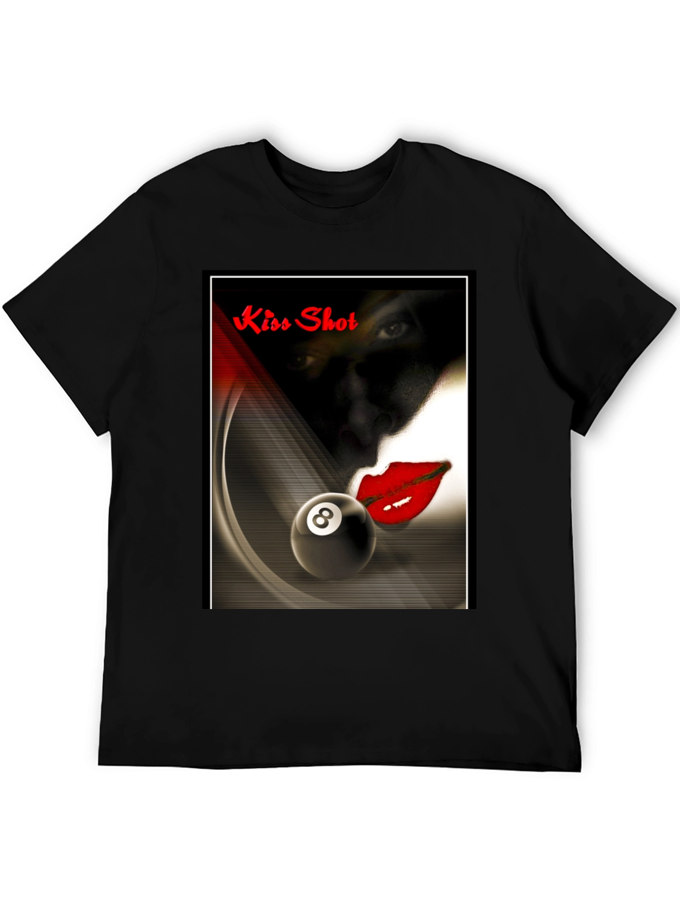 Black Kiss Shot Graphic T-Shirt - Billiards Themed Tee view 5
