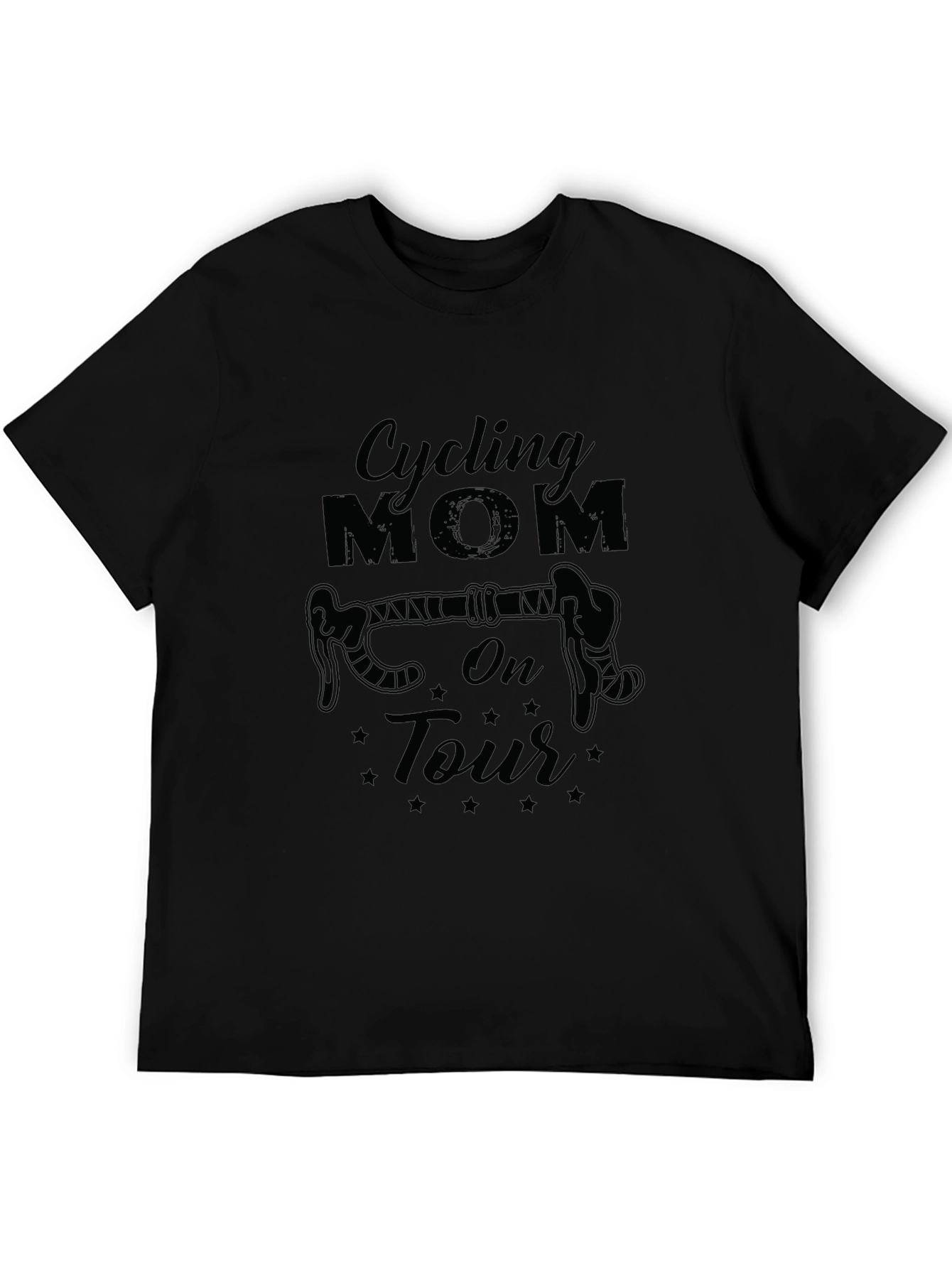 Black Cycling Mom On Tour Black T-Shirt view 5