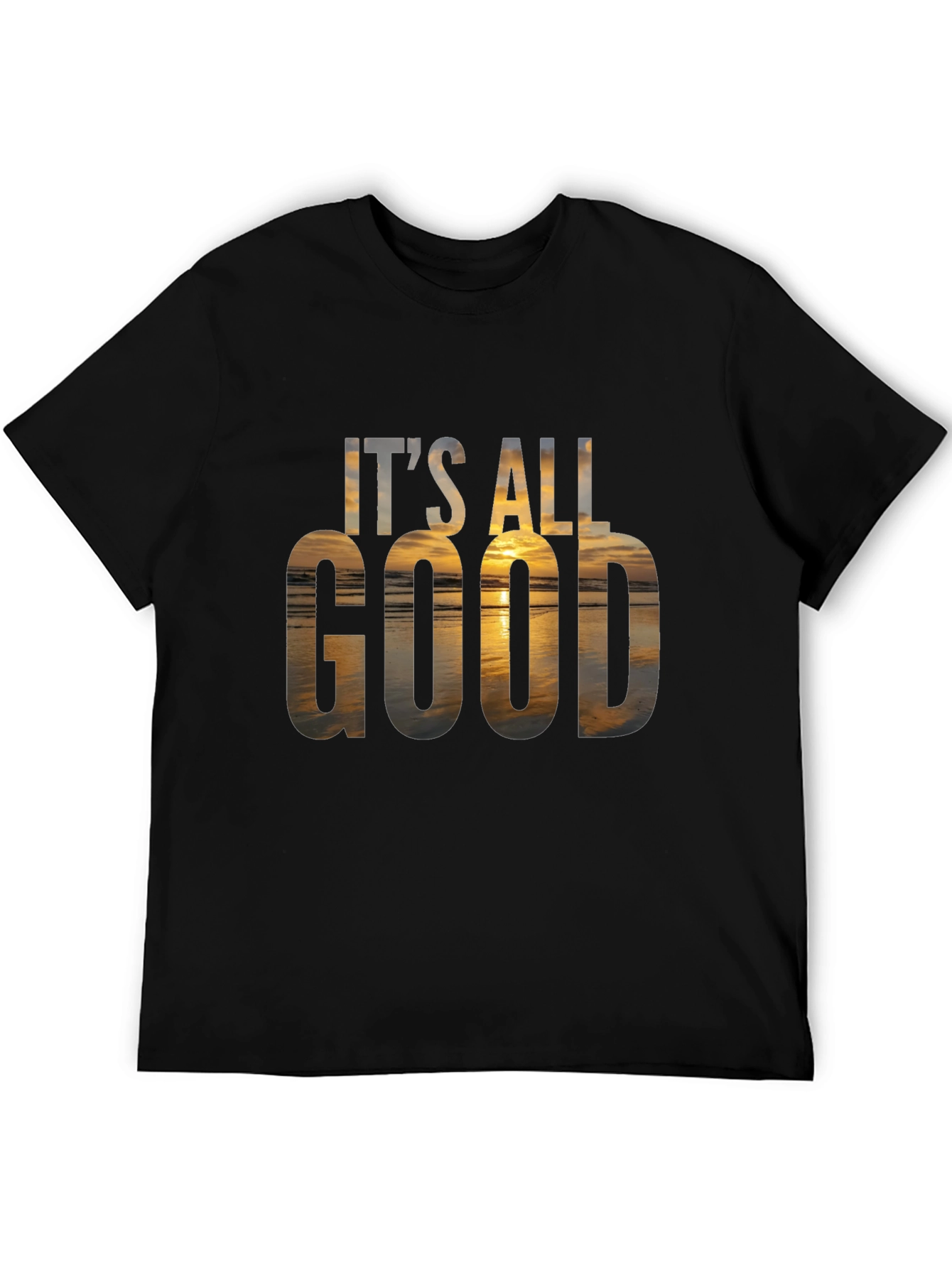 Black It's All Good Graphic Tee - Beach Sunset T-Shirt view 5