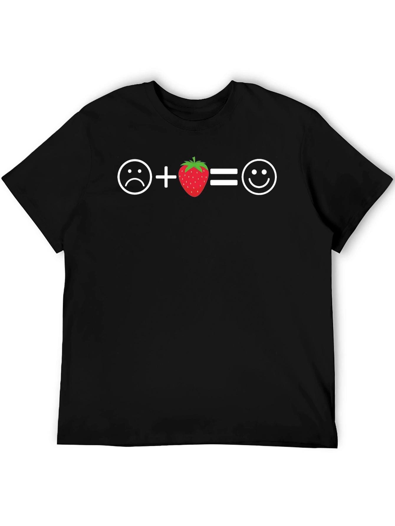 Black Sad Plus Strawberry Equals Happy T-Shirt view 5