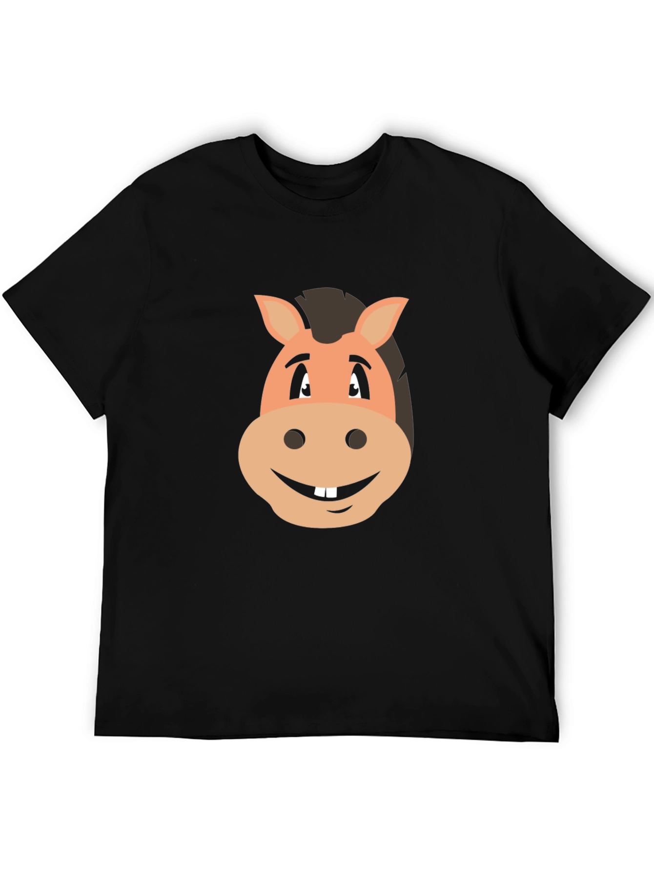 Black Funny Horse Cartoon Graphic Tee view 5