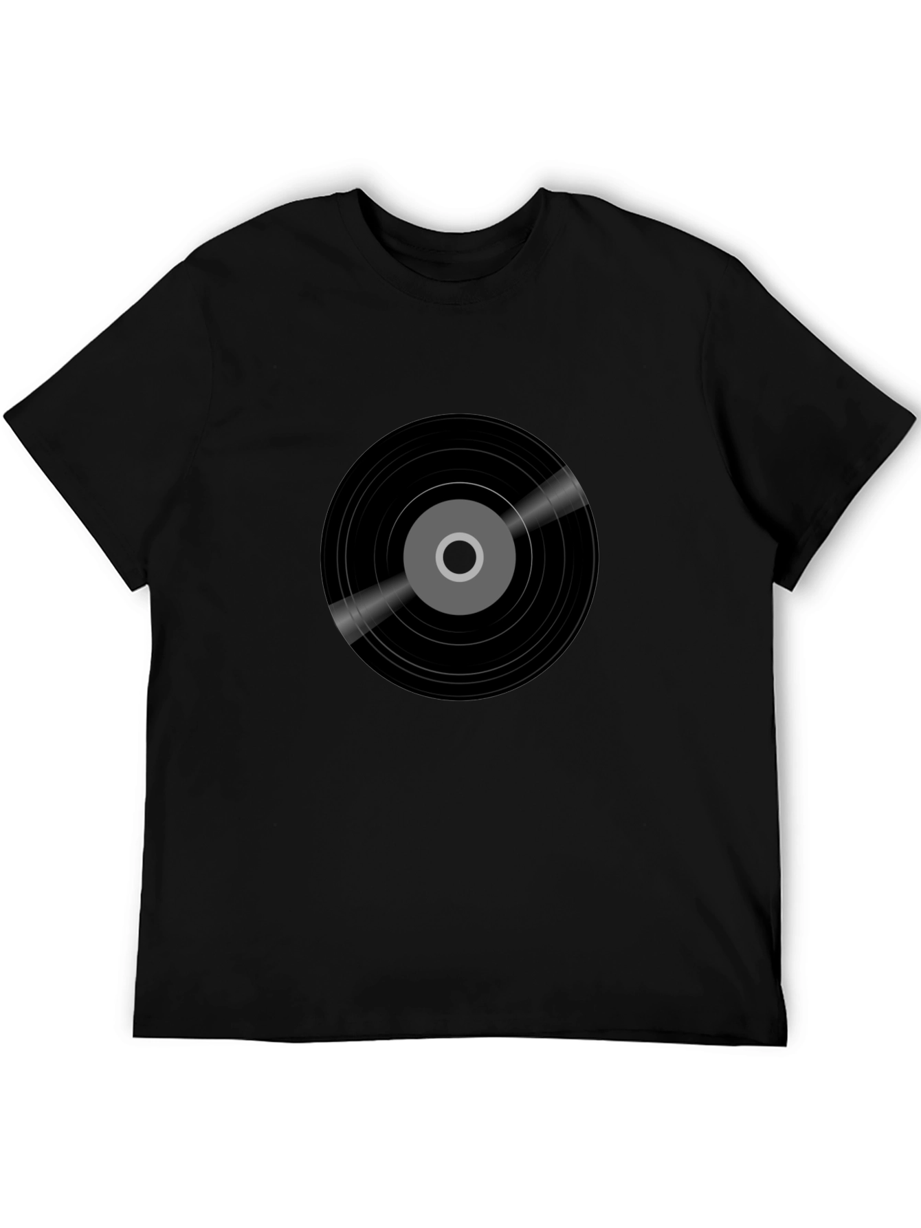 Black Retro Vinyl Record Graphic Tee - Black view 5