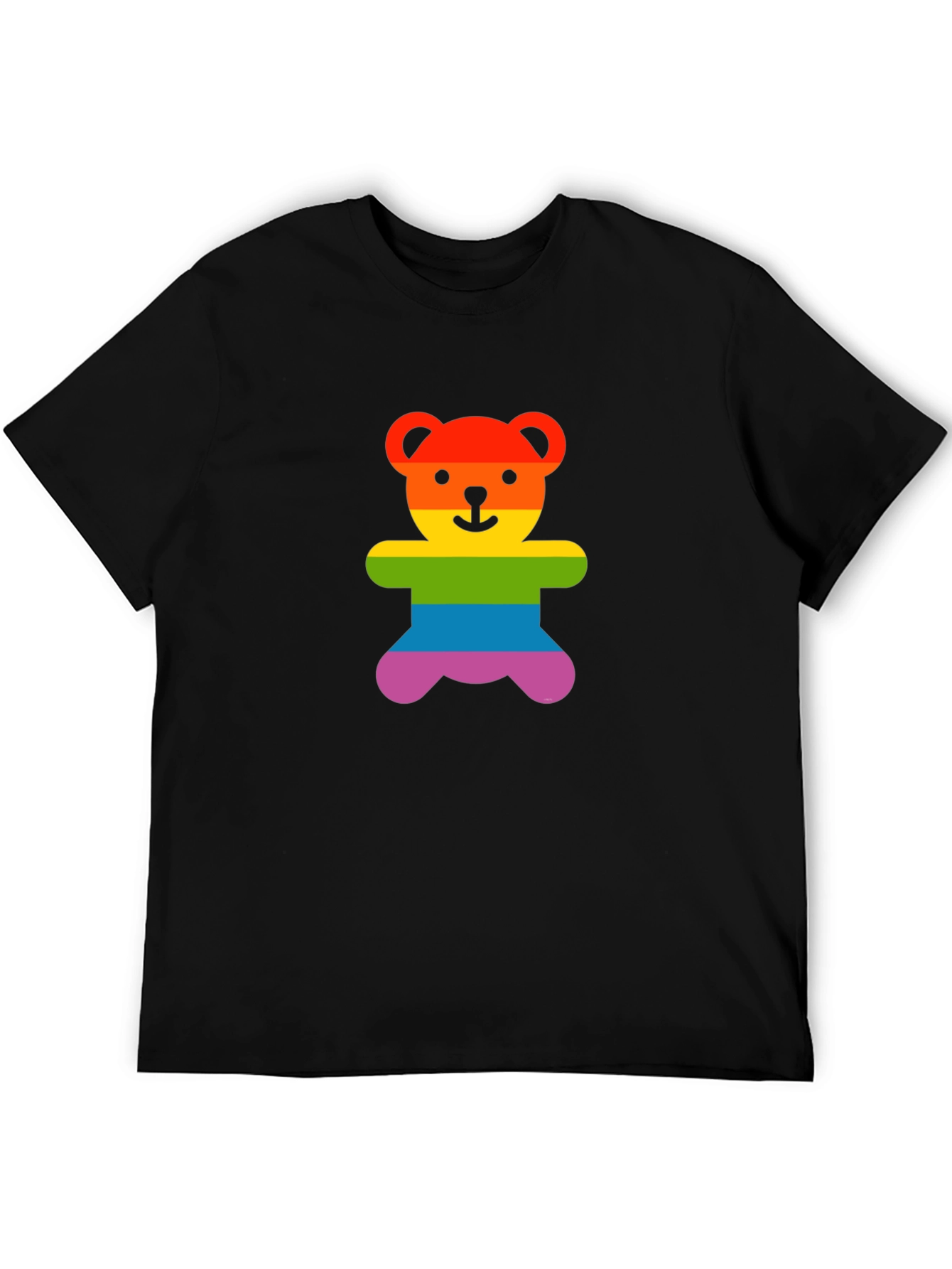 Black Rainbow Teddy Bear Graphic Tee - Pride Shirt view 5