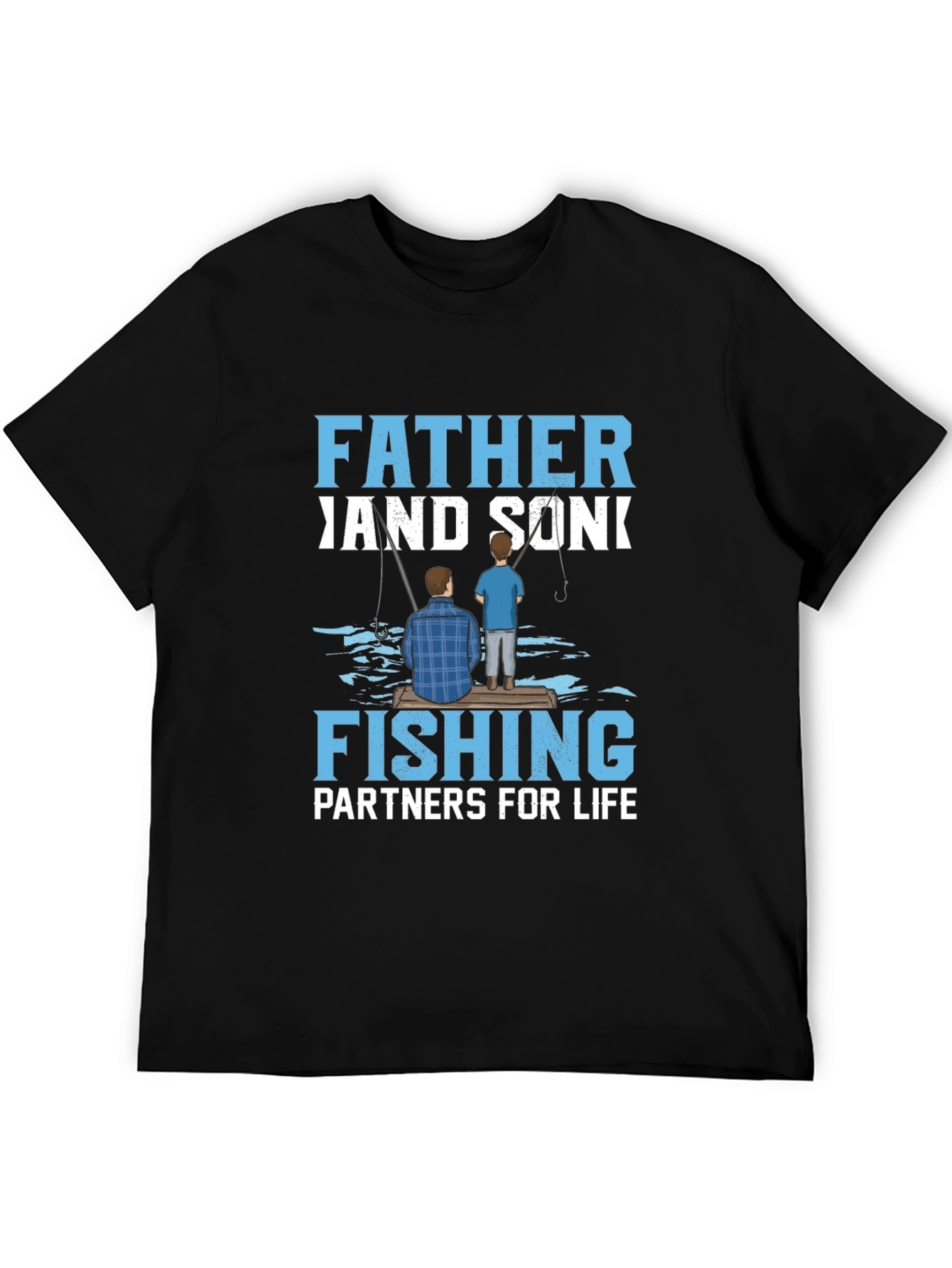 Black Father and Son Fishing Partners T-Shirt view 5