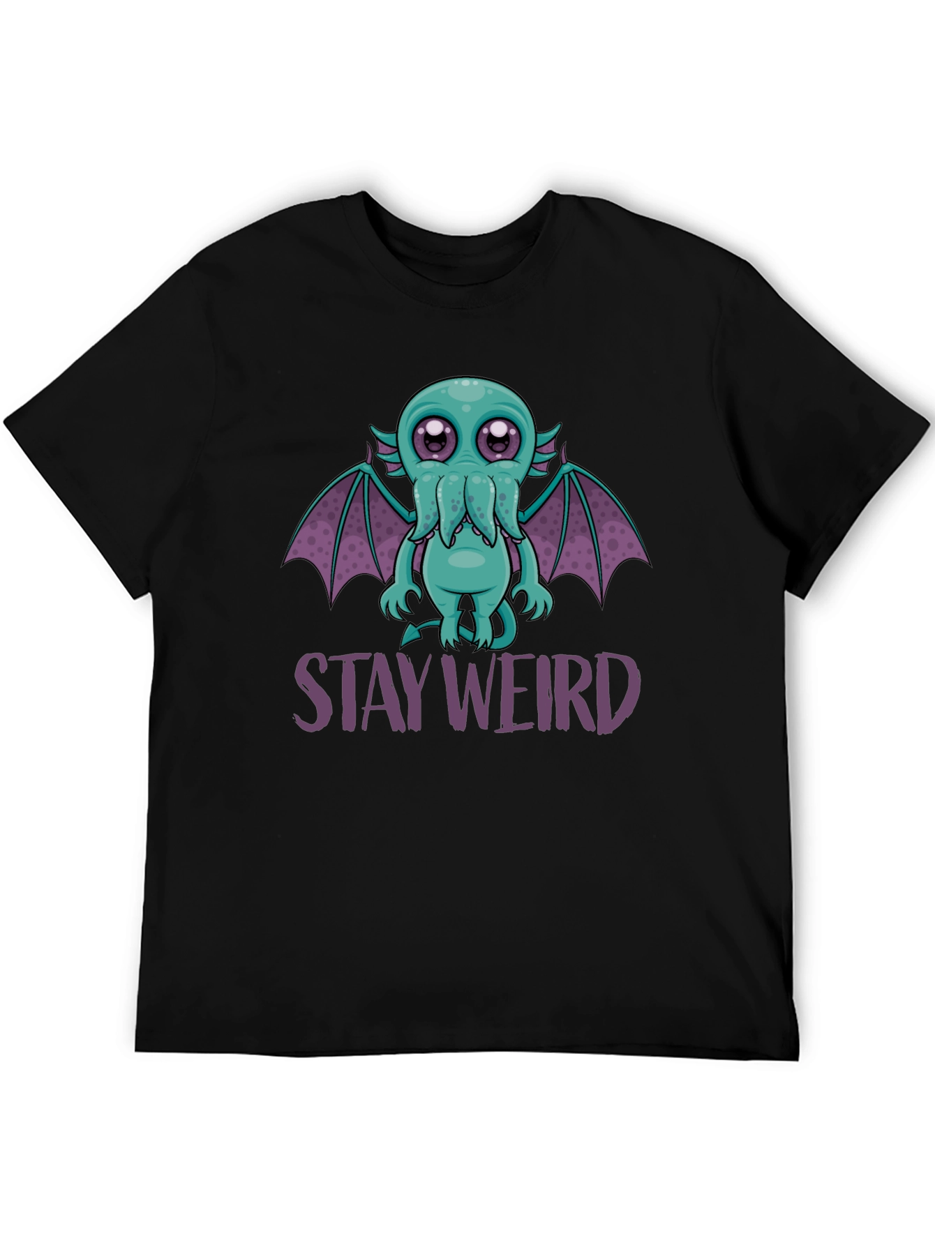 Black Stay Weird Cthulhu T-Shirt - Fun Graphic Tee view 5