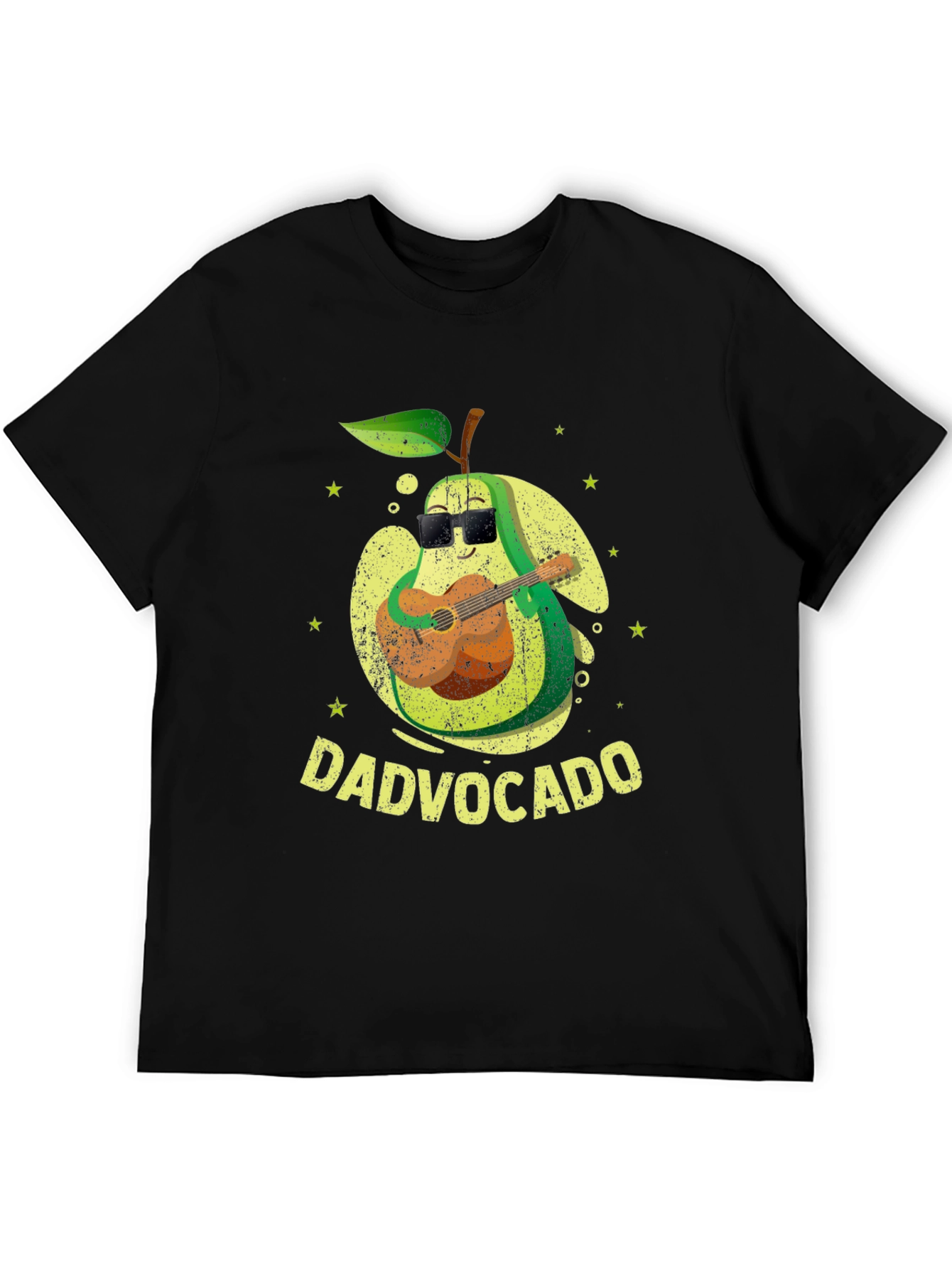 Black Dad-vocado T-Shirt: Avocado Playing Guitar - Fathers Day Tee view 5