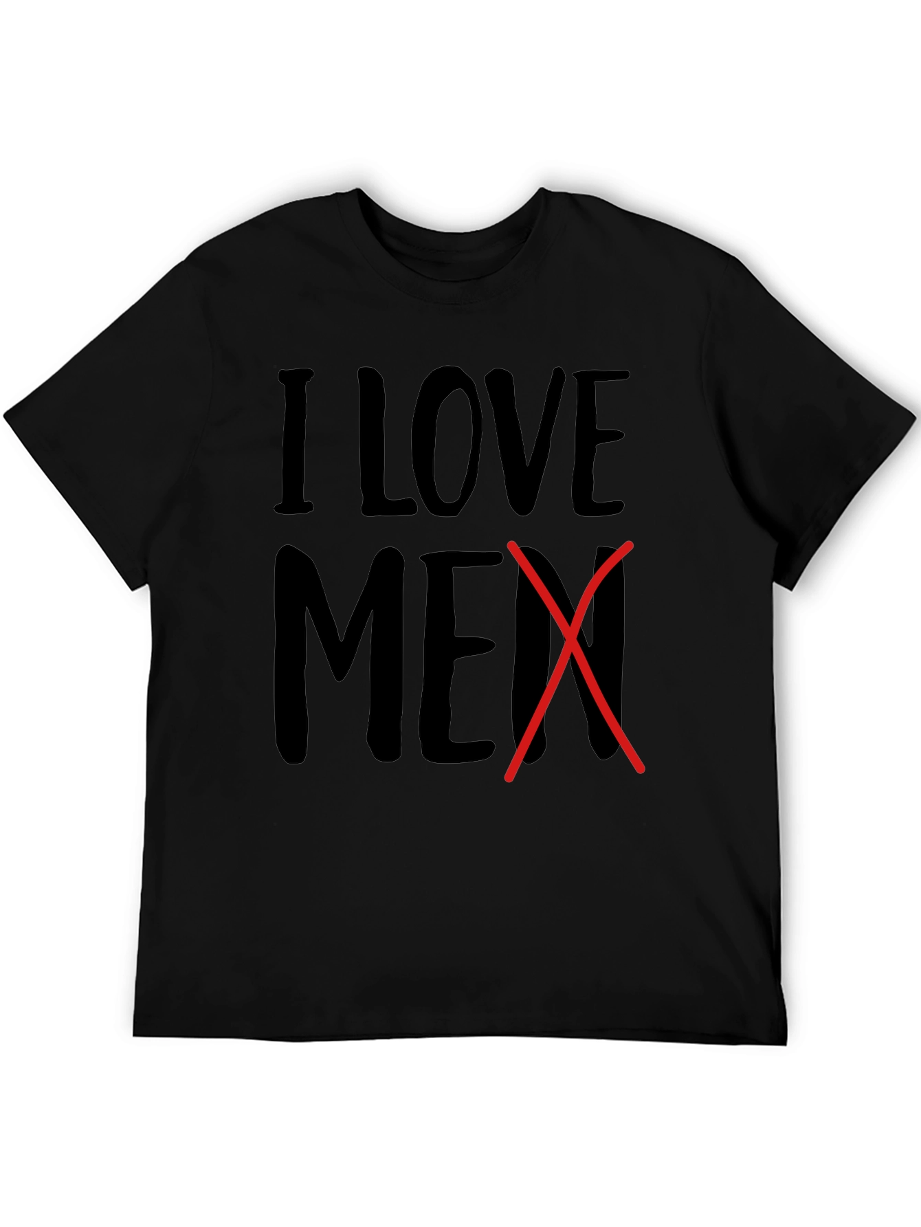 Black I Love Men Crossed Out Novelty T-Shirt view 5