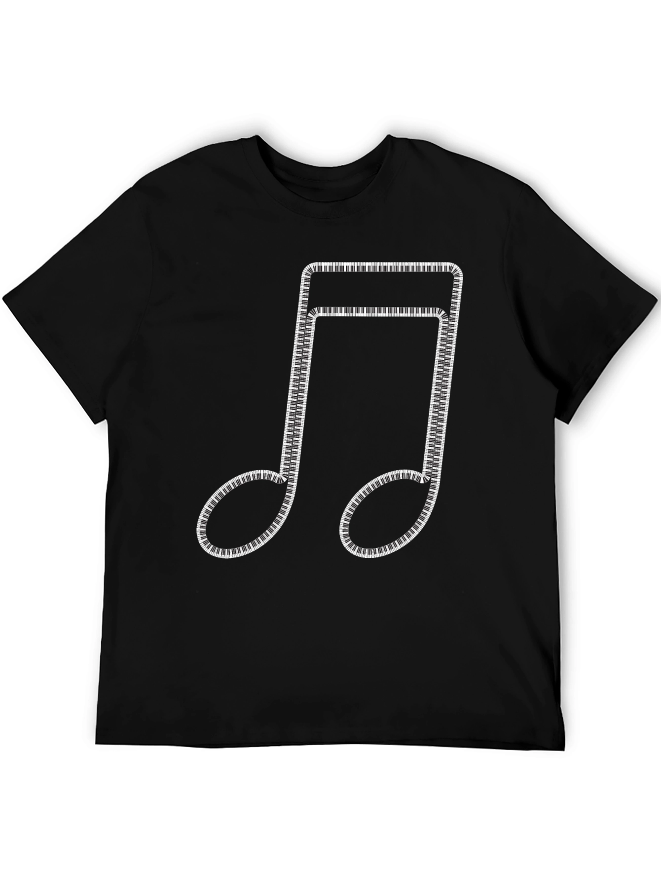 Black Musical Note Piano Keys Black T-Shirt view 5