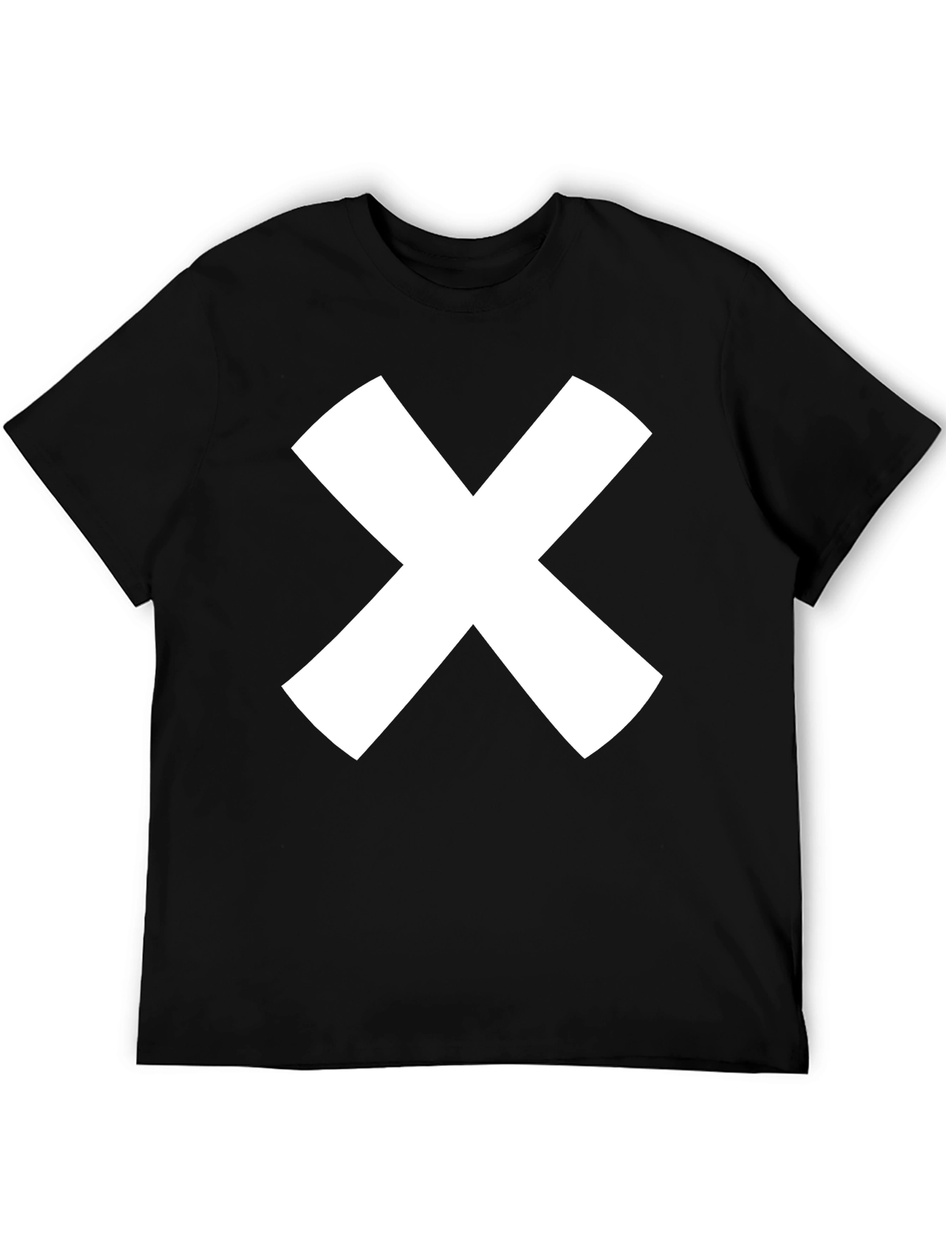 Black Bold White X Graphic Black T-Shirt - Modern Casual Style view 5