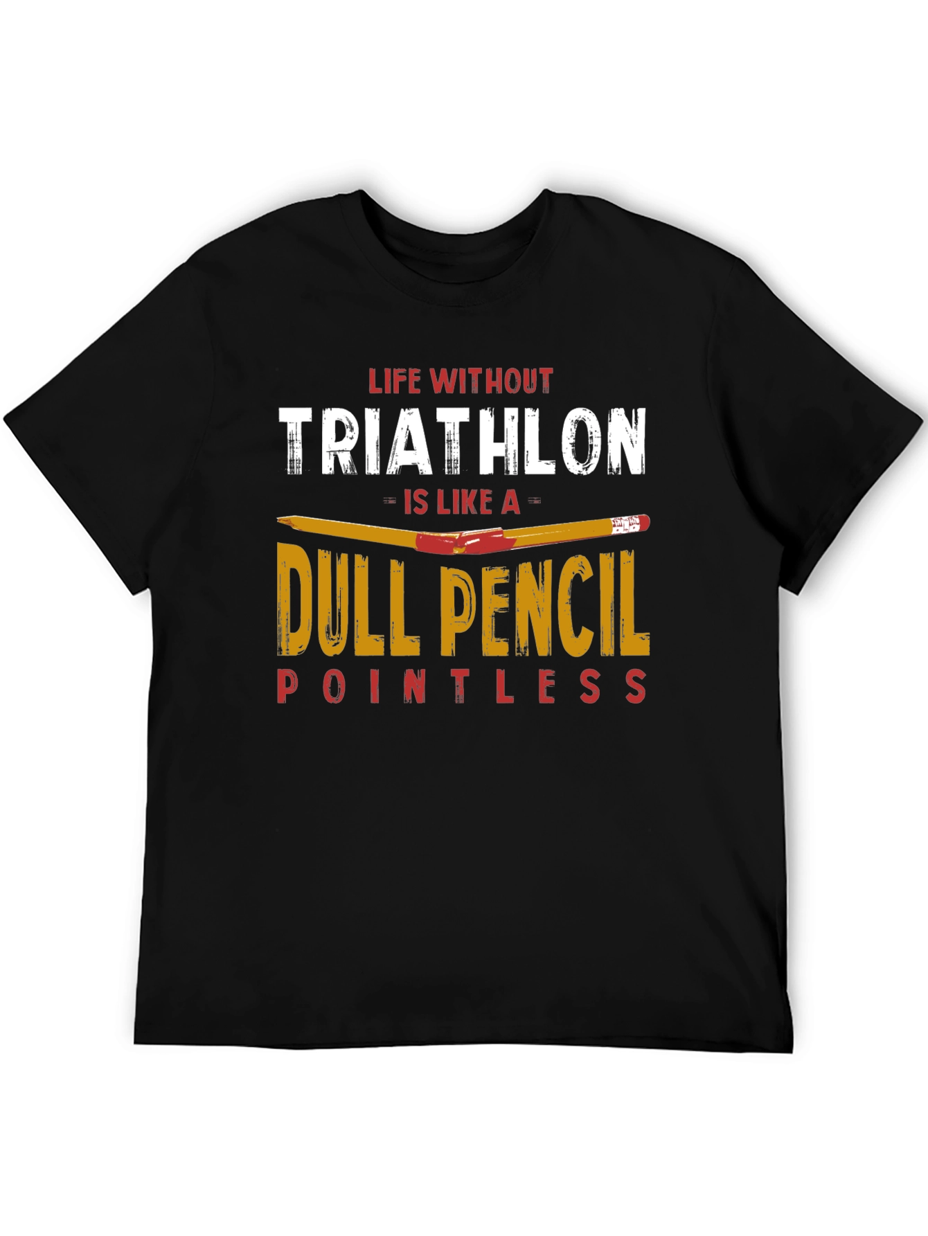 Black Triathlon Dull Pencil T-Shirt for Athletes view 5