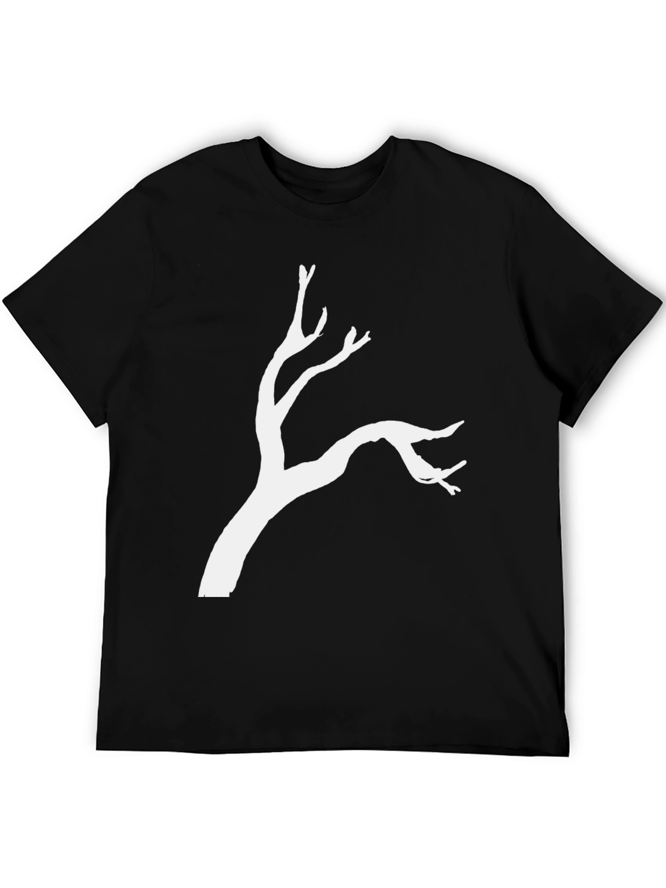 Black Minimalist Tree Branch Graphic Tee - Black Cotton view 5