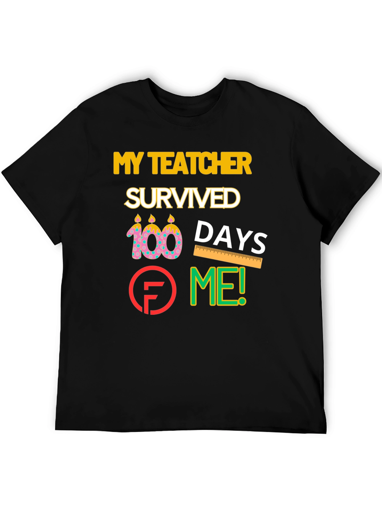 Black My Teacher Survived 100 Days Graphic T-Shirt view 5