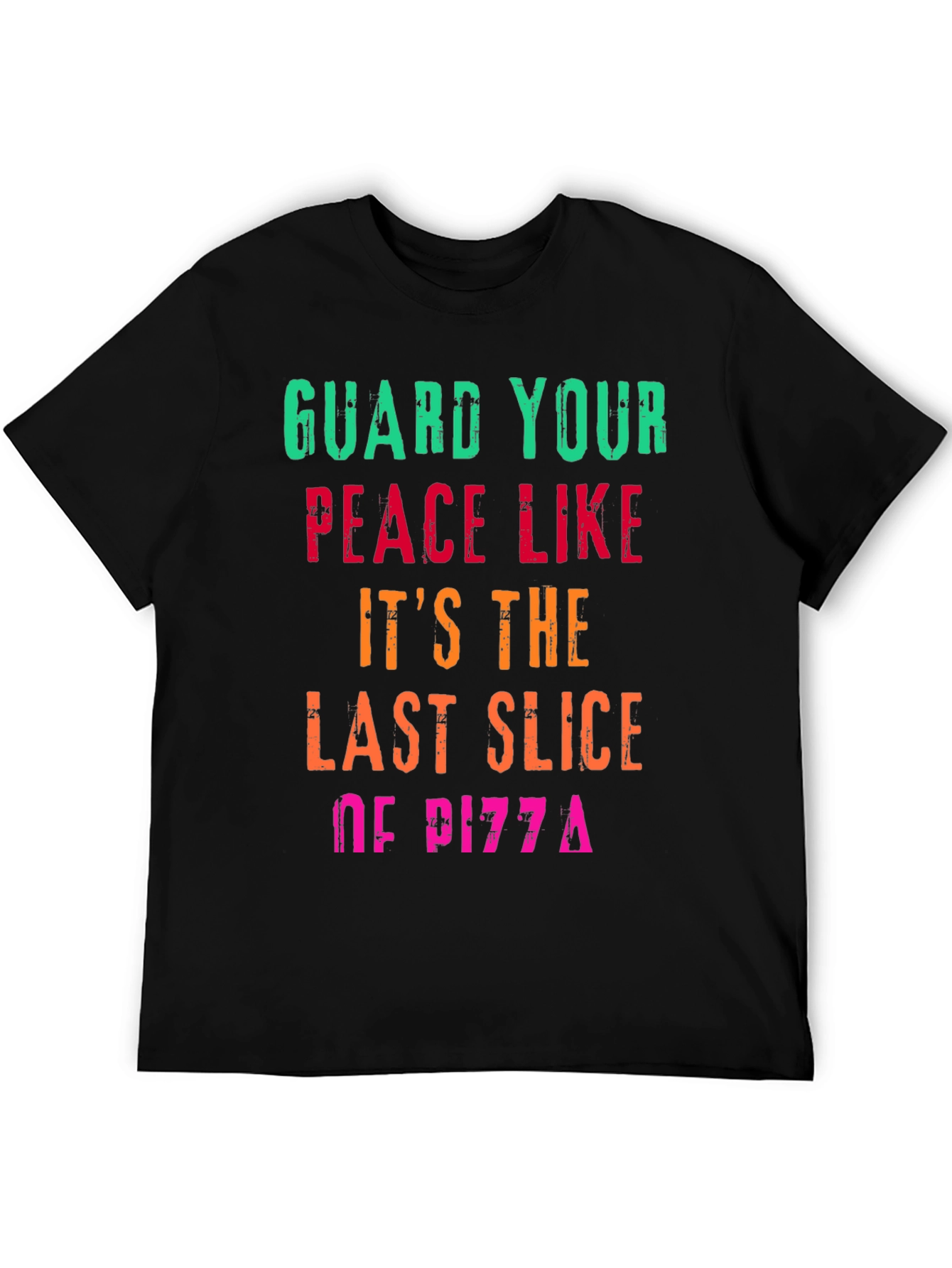 Black Guard Your Peace Pizza T-Shirt - Funny Graphic Tee view 5