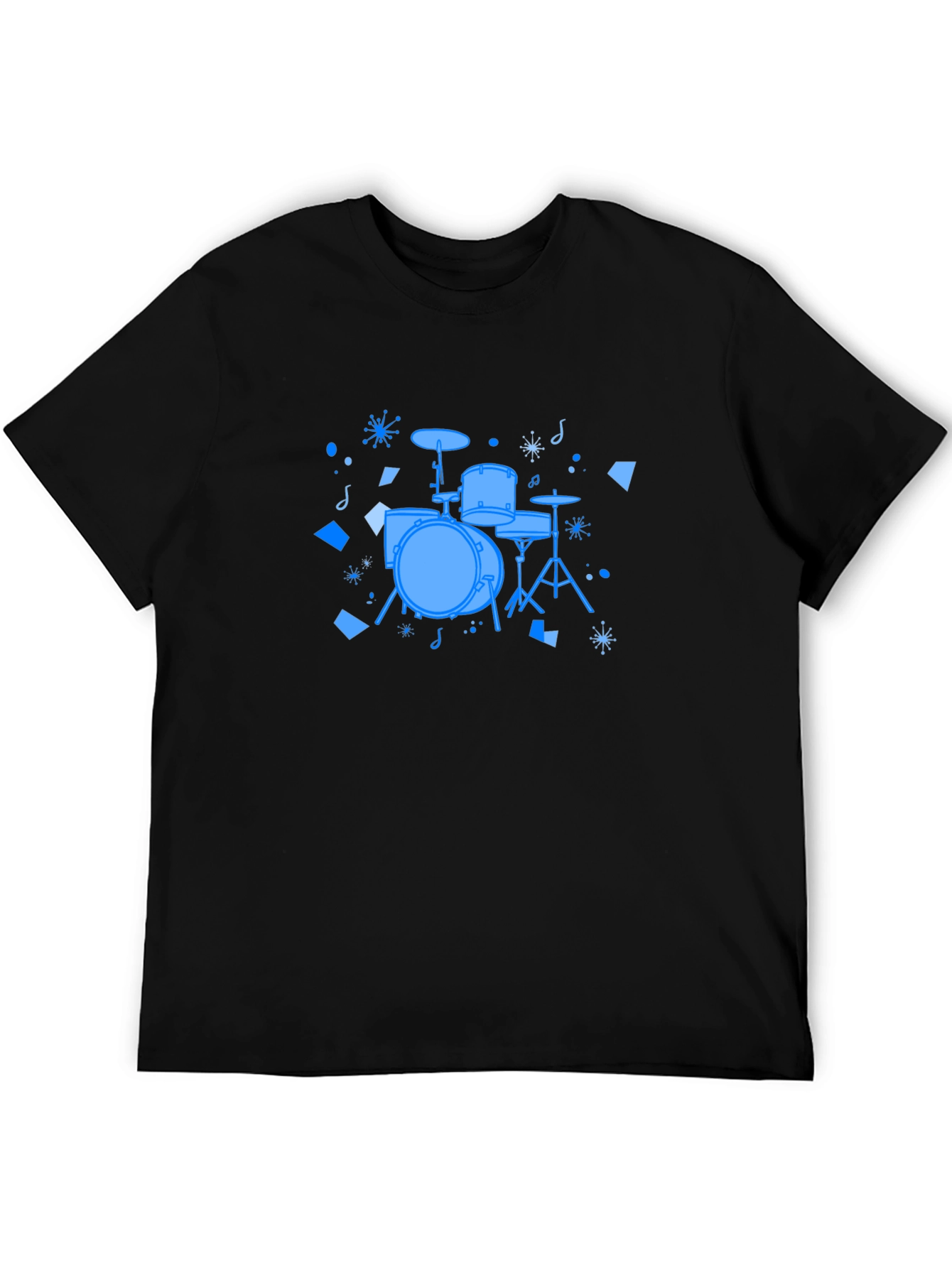 Black Drum Set Graphic Tee - Black Cotton T-Shirt view 5