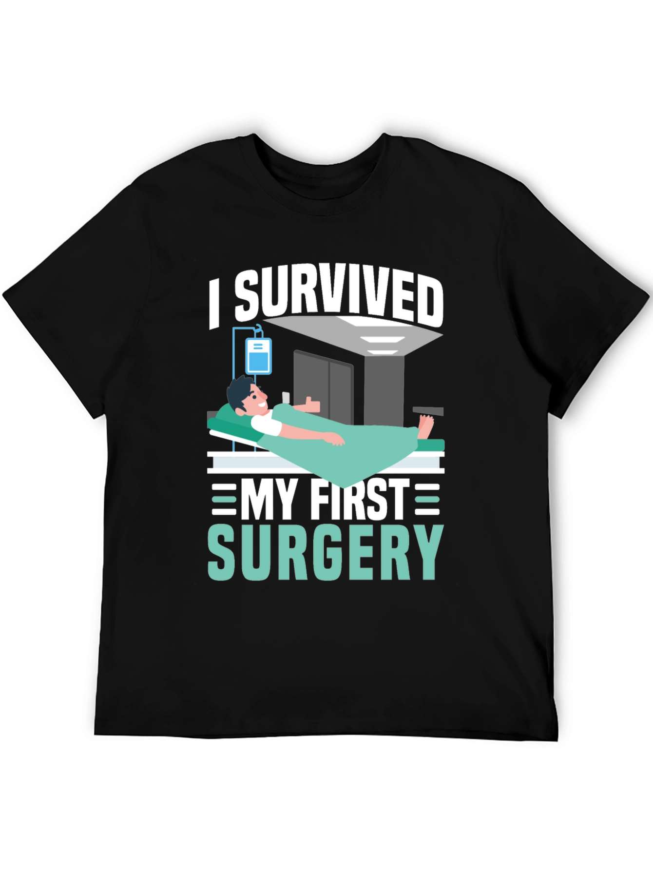 Black I Survived My First Surgery Graphic T-Shirt view 5