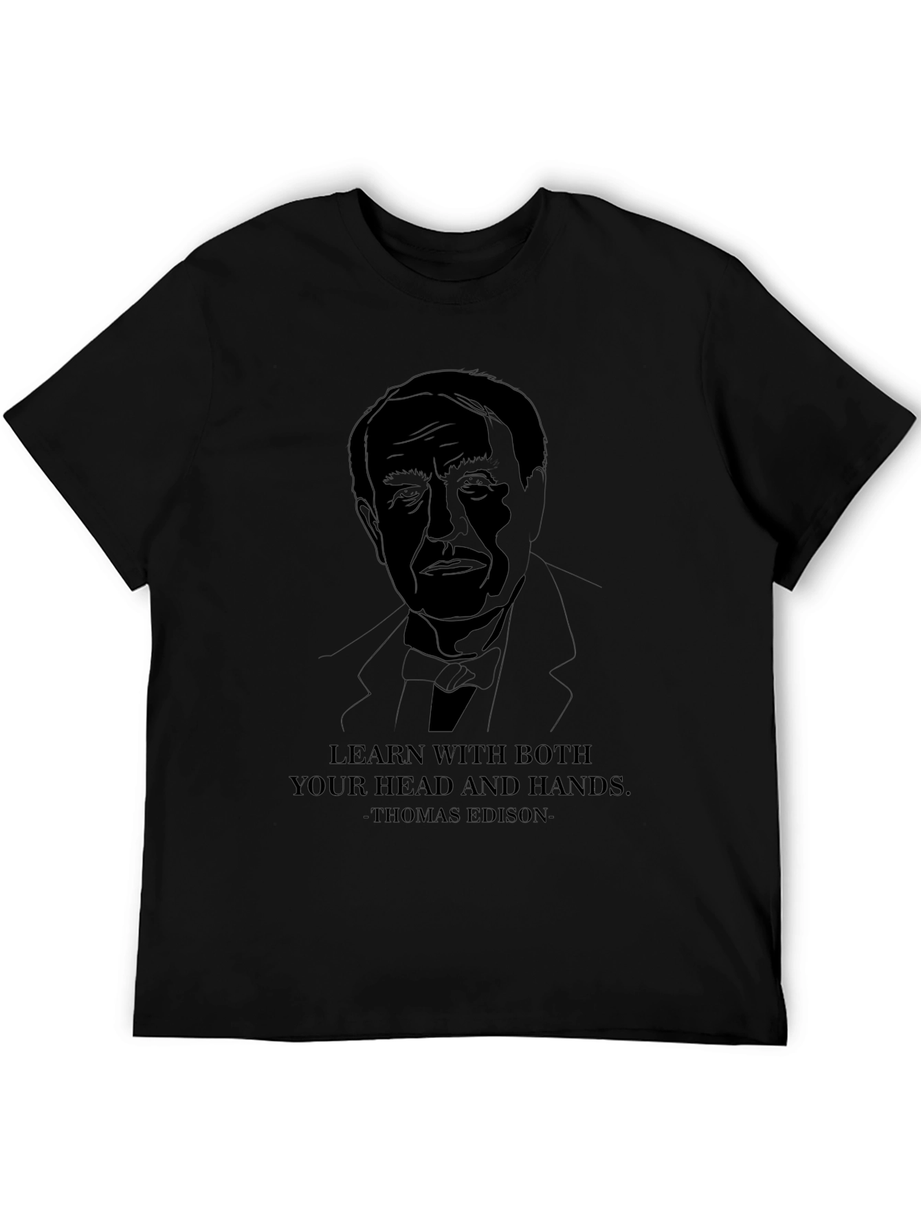 Black Thomas Edison "Learn With Both" T-Shirt view 5
