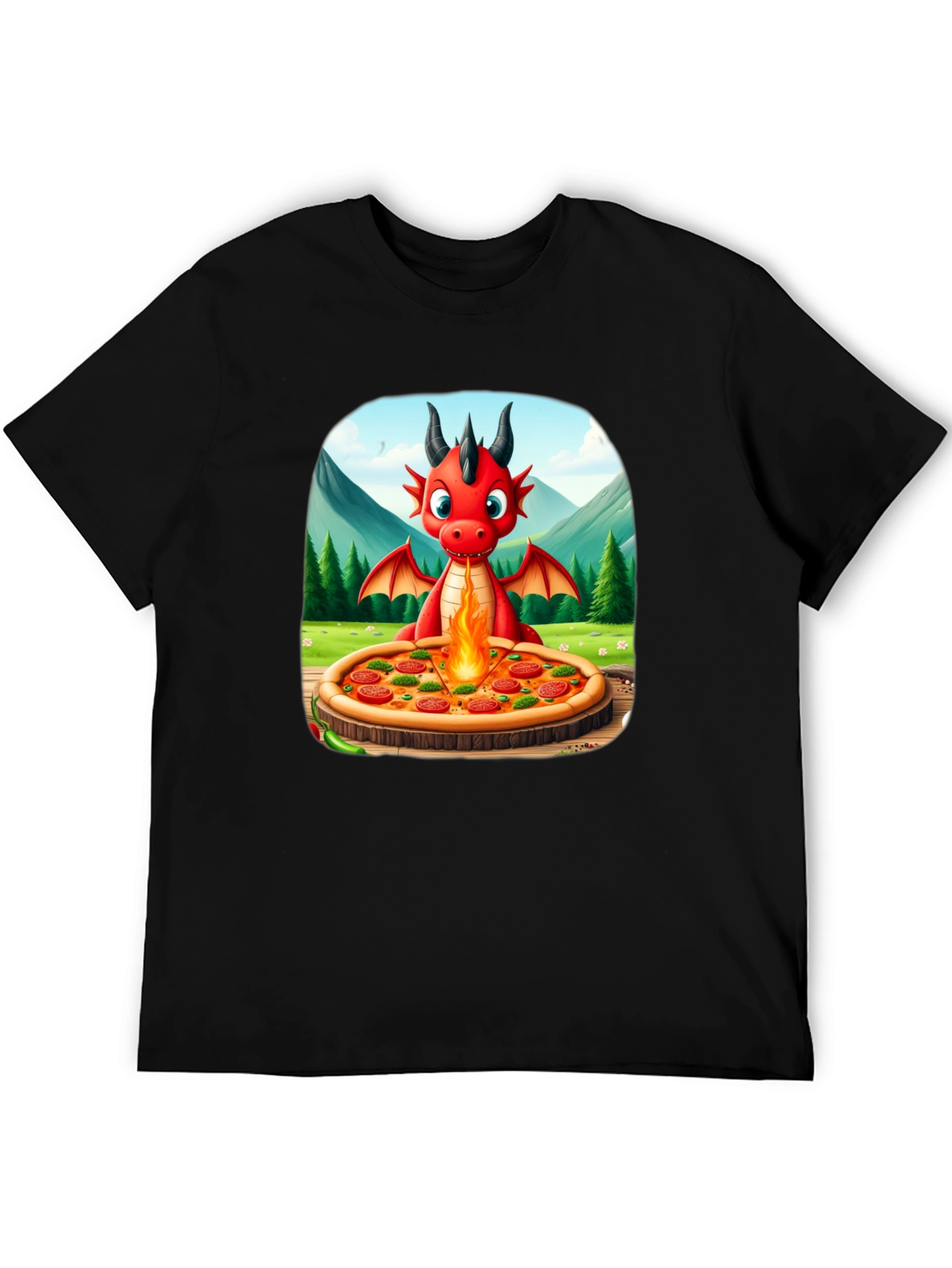 Black Dragon Pizza T-Shirt - Fun Graphic Tee view 5