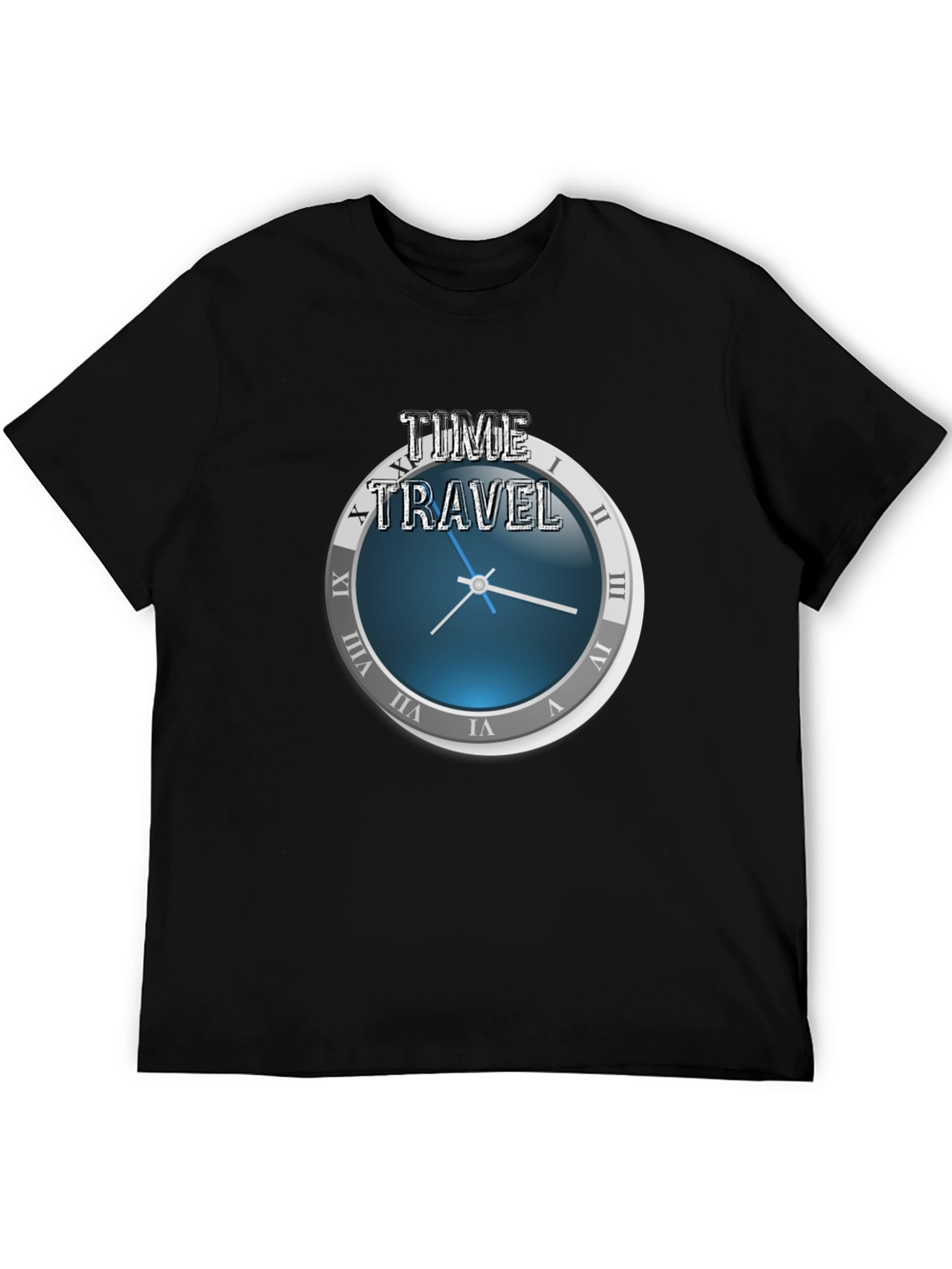Black Time Travel Graphic T-Shirt - Novelty Design view 5