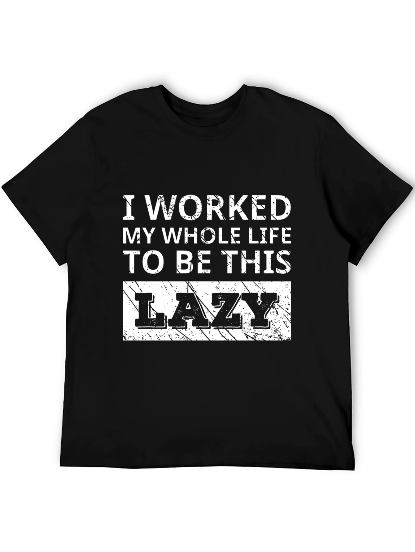 Black Funny Lazy Slogan Black T-Shirt view 5