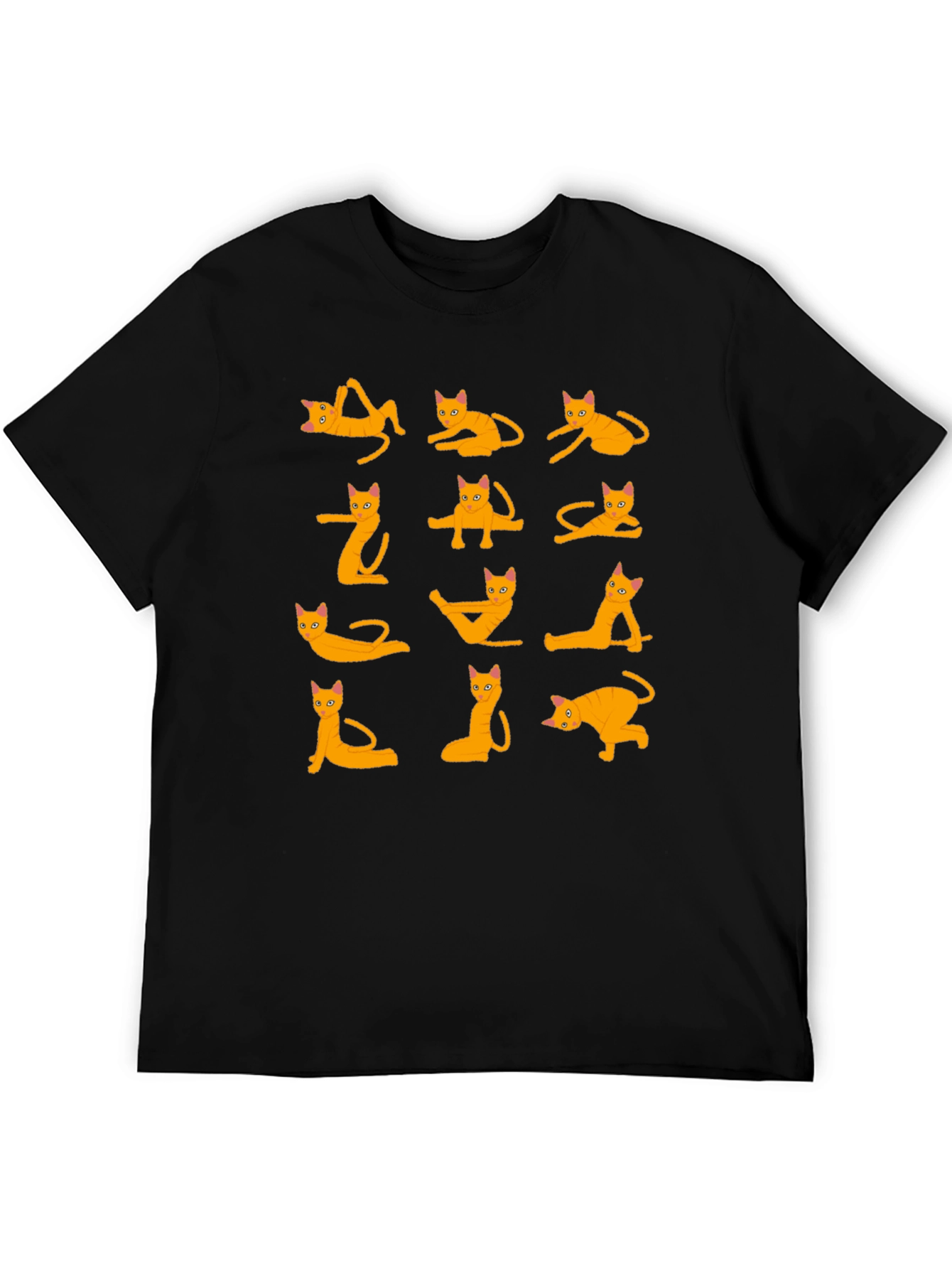Black Yoga Cats Black T-Shirt view 5