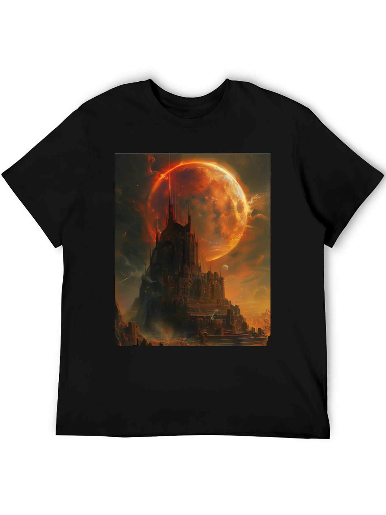 Black Fantasy Castle Graphic T-Shirt - Men's Black Tee view 5