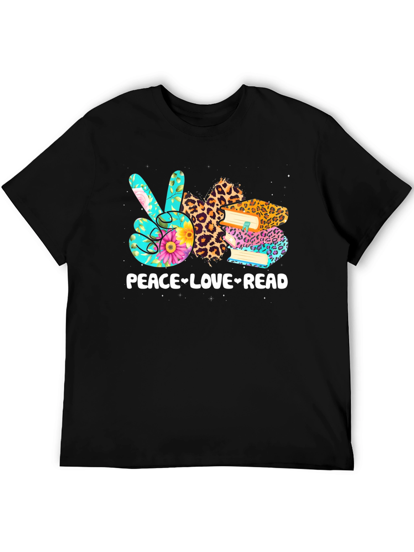 Black Peace Love Read T-Shirt | Book Lover Tee view 5