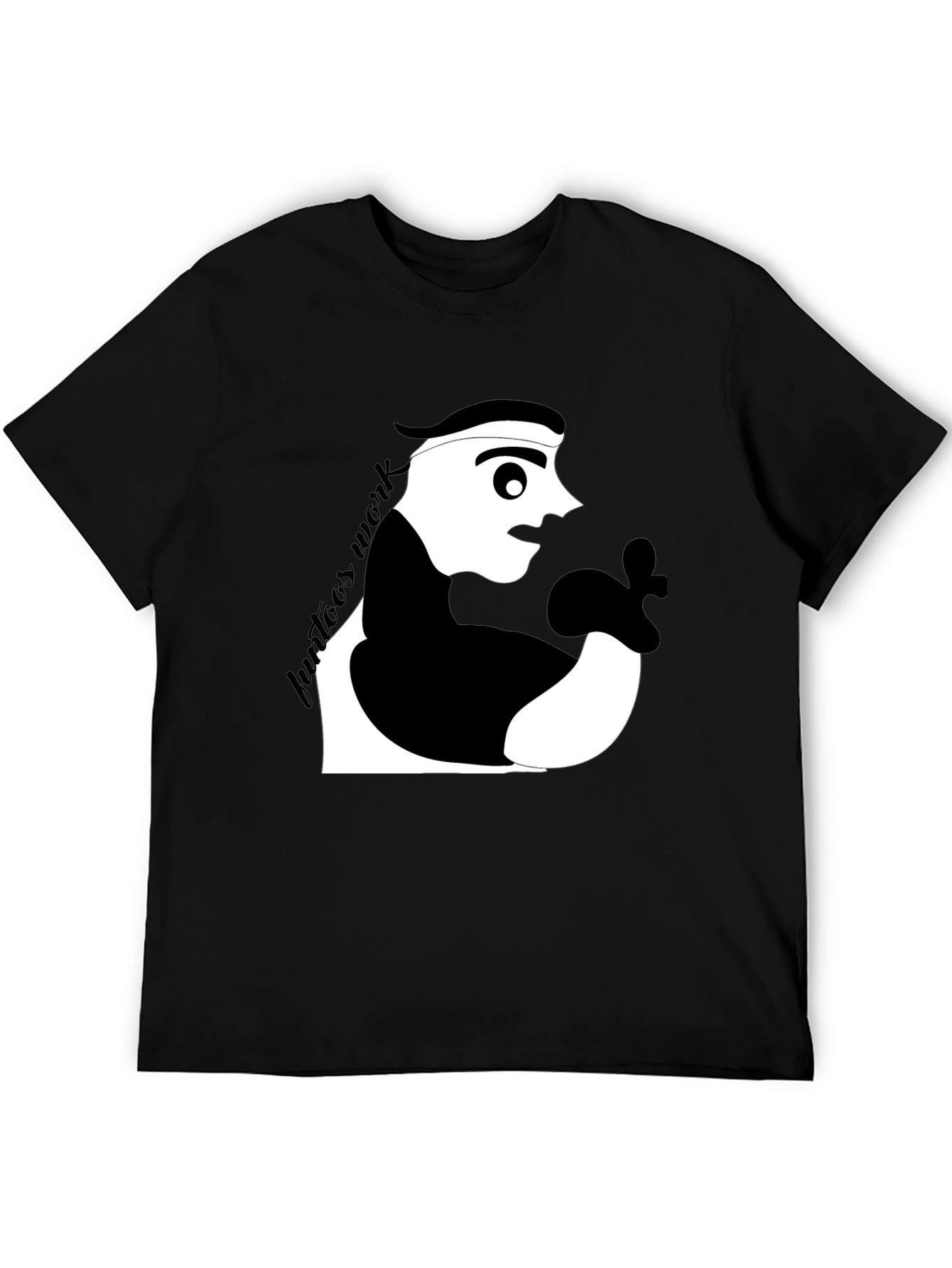 Black Cool Graphic Tee: Funtoon's Work Black T-Shirt view 5