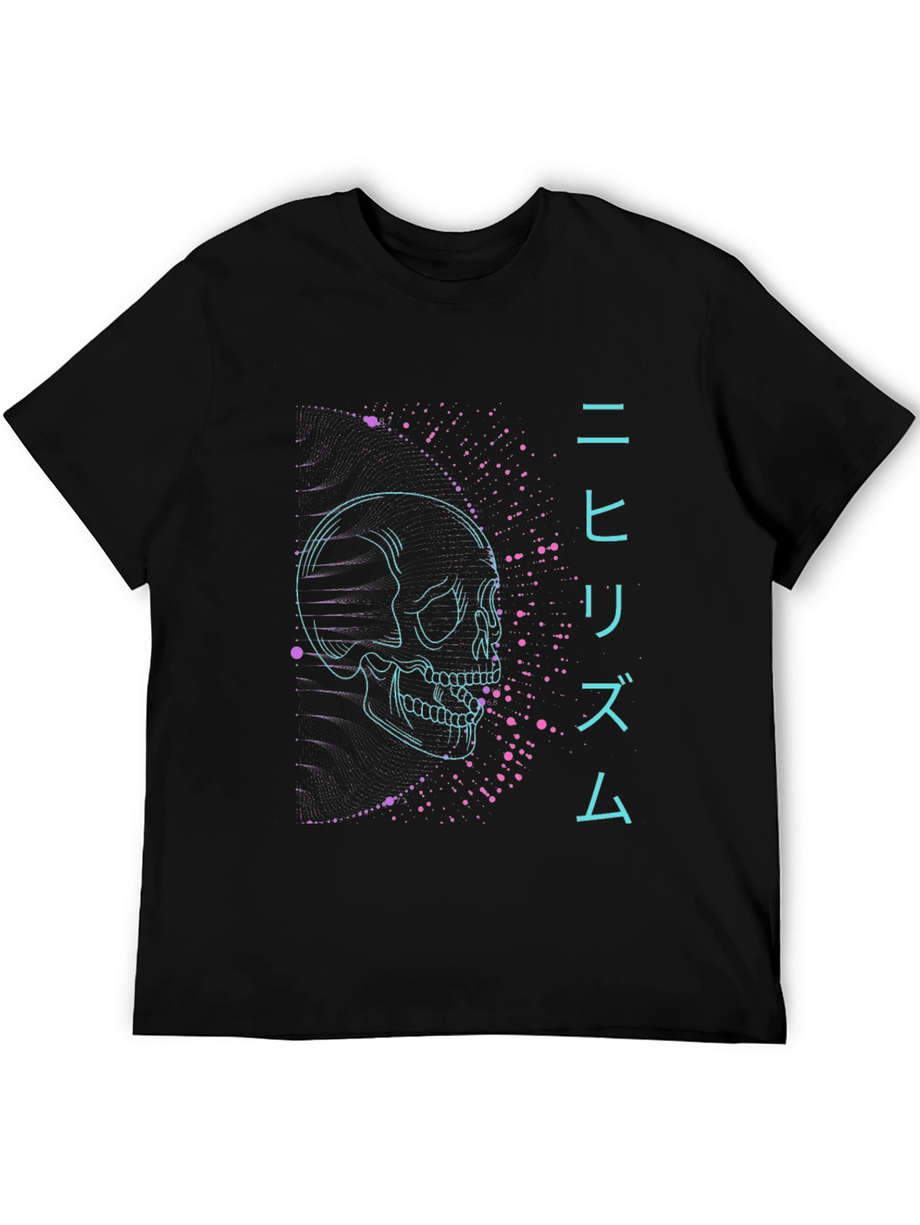 Black Neon Skull Nihilism Graphic Tee - Black view 5