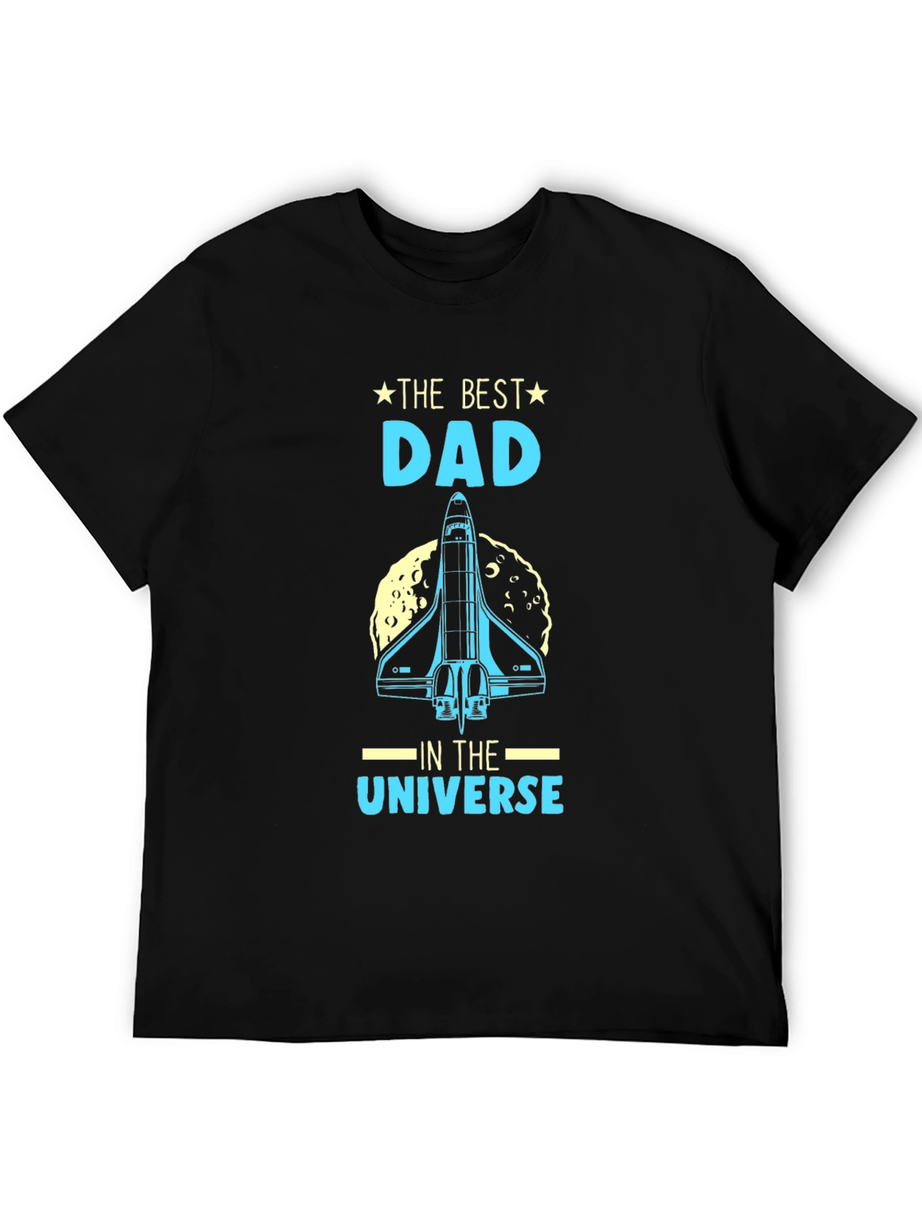 Black Best Dad in the Universe T-Shirt - Space Shuttle Design view 5