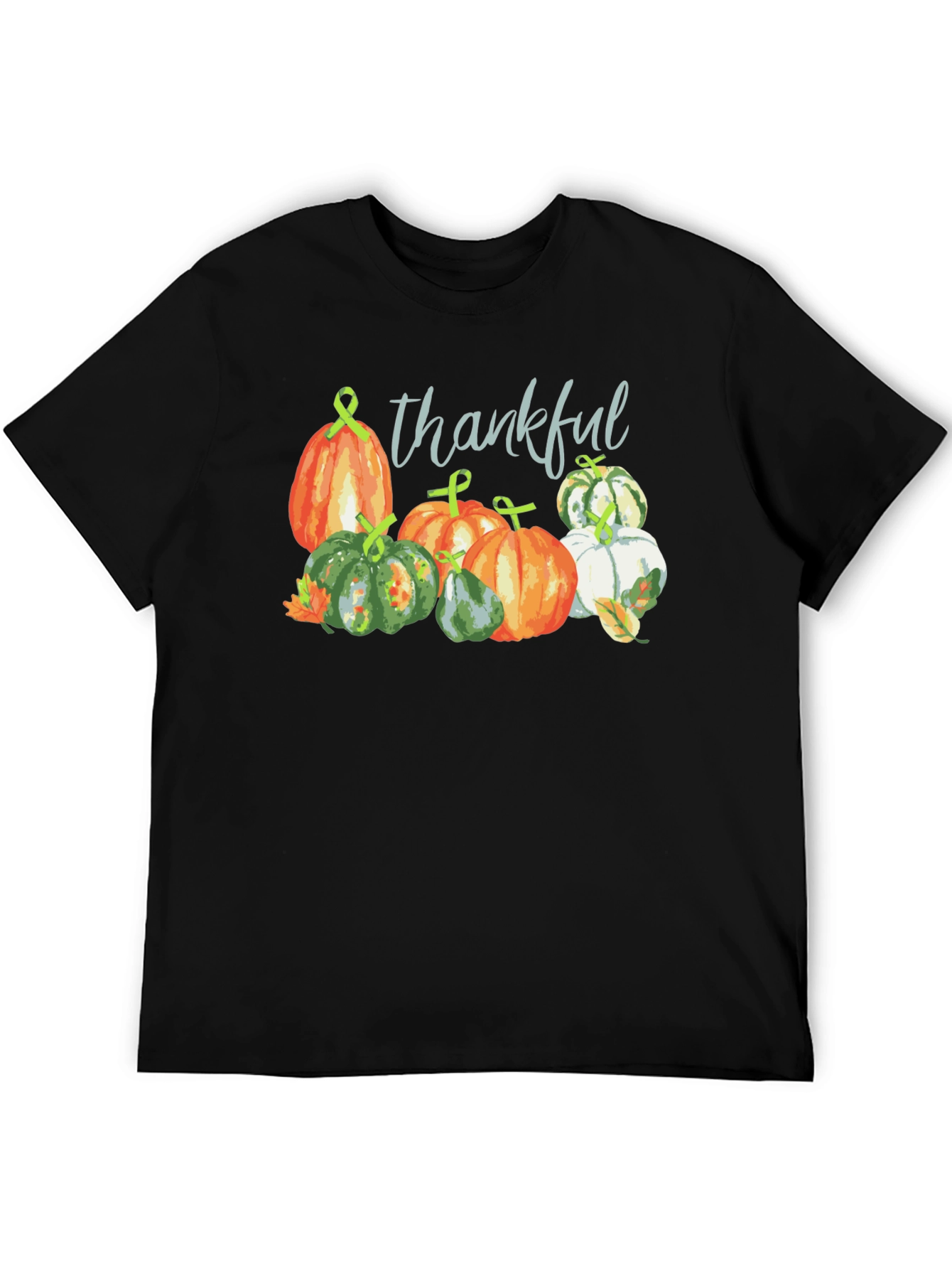 Black Thankful Pumpkin Patch Black T-Shirt Fall Season Tee view 5