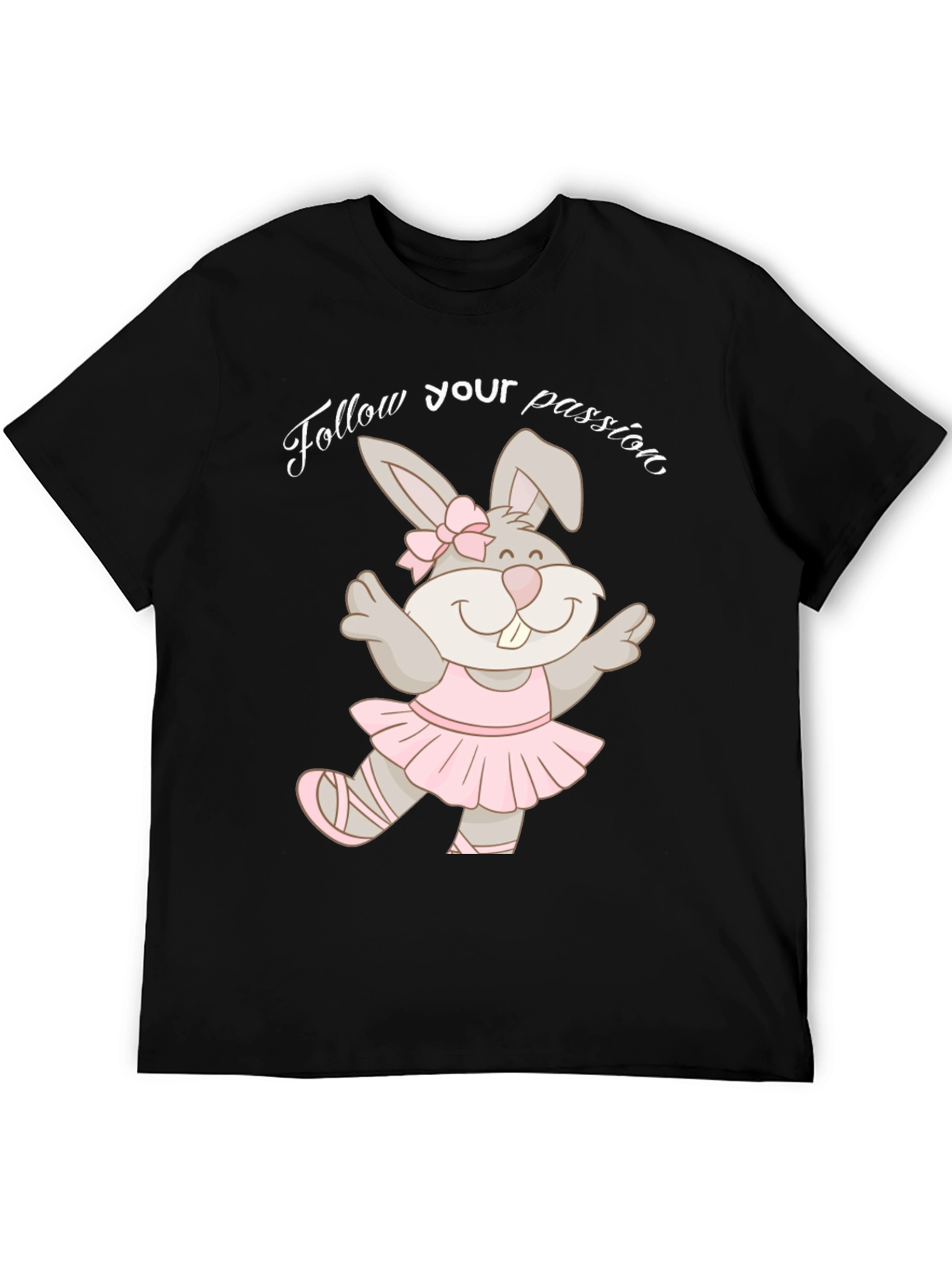 Black Dancing Bunny T-Shirt - Follow Your Passion! view 5