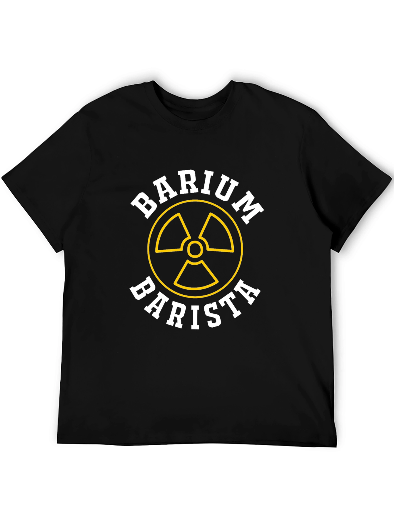 Black Barium Barista Funny T-Shirt Radioactive Cafe Pun view 5